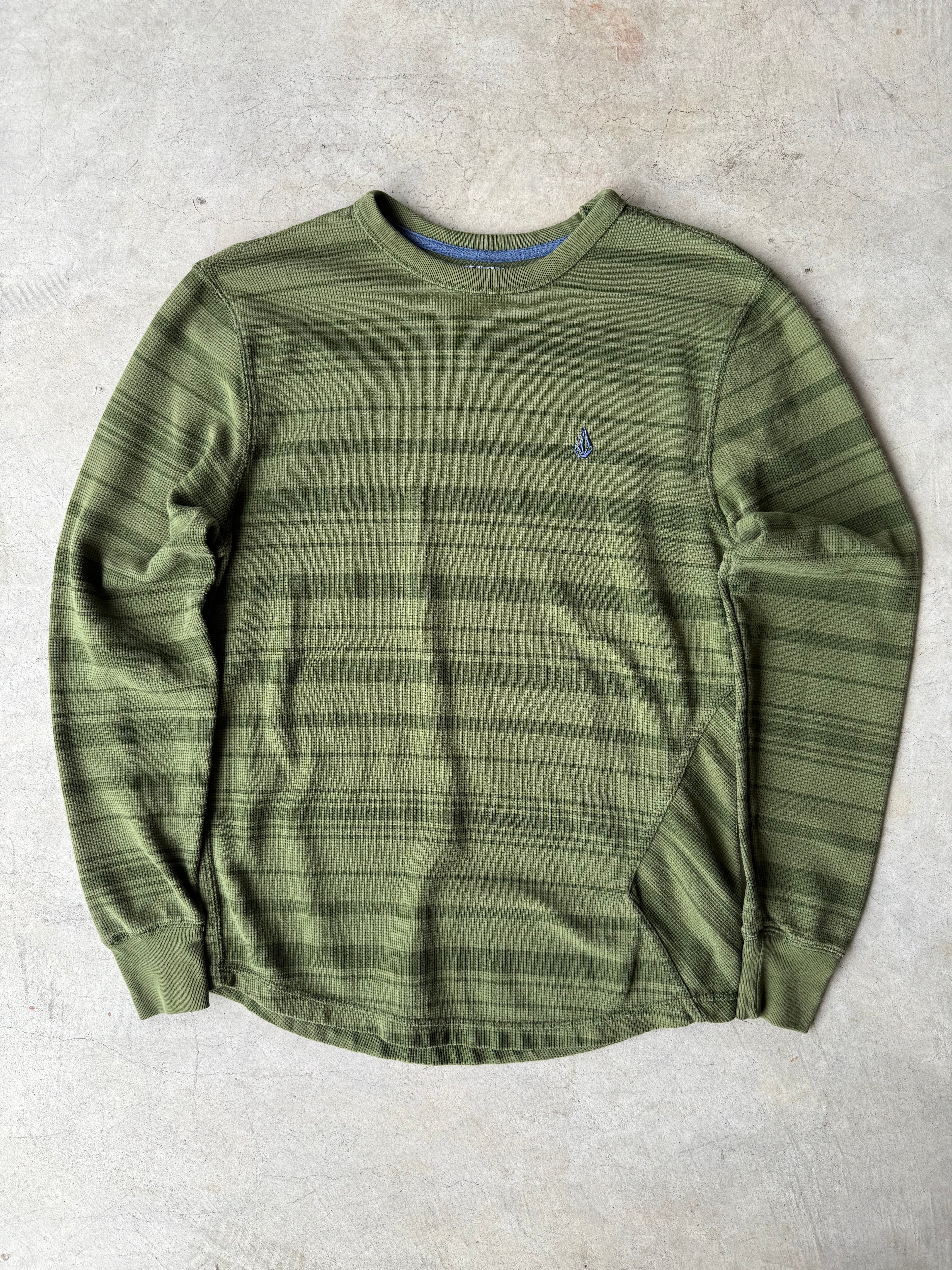 Vintage Green Volcome Striped Thermal - L