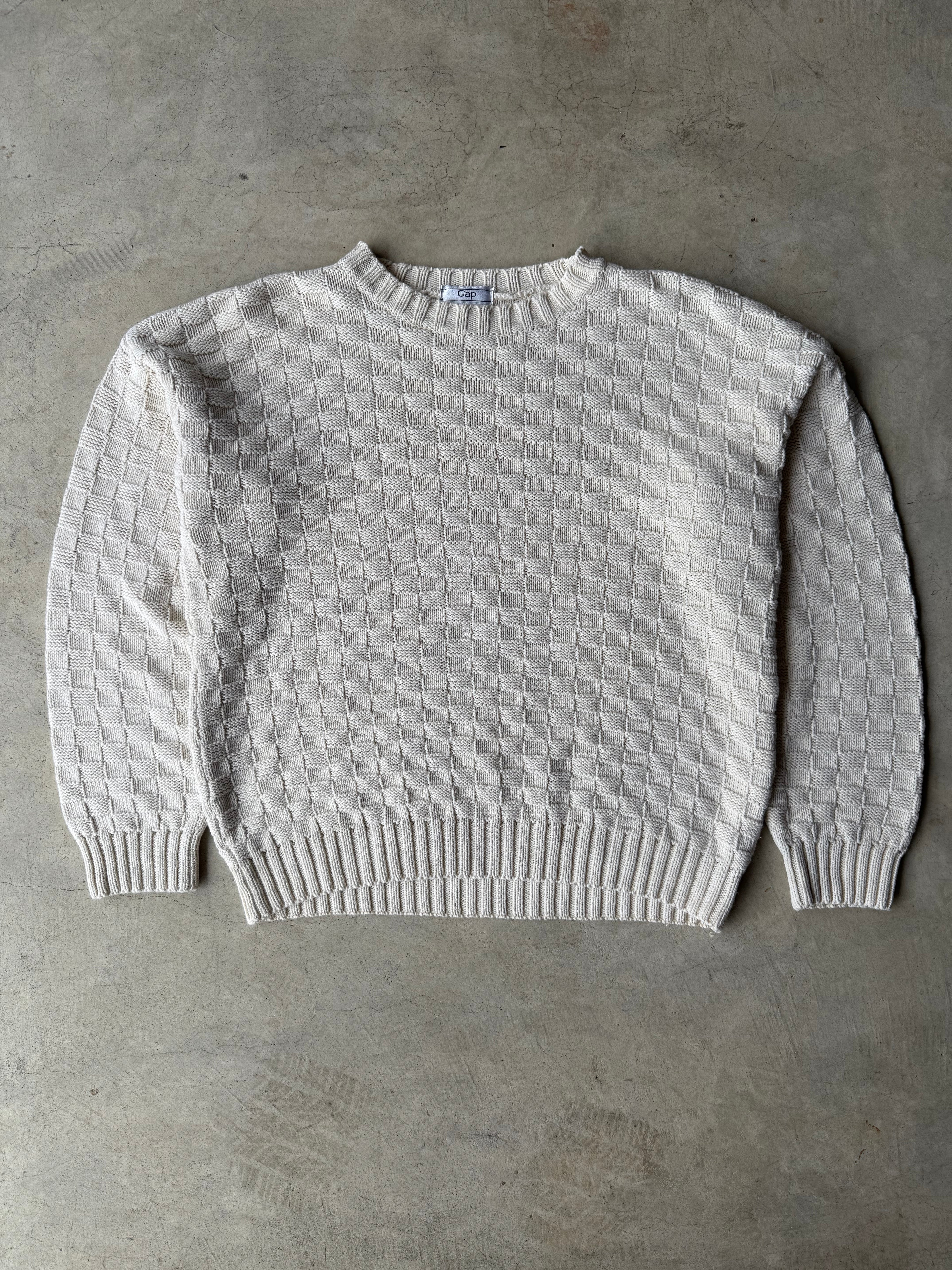 Vintage White Gap Knit Sweater - L