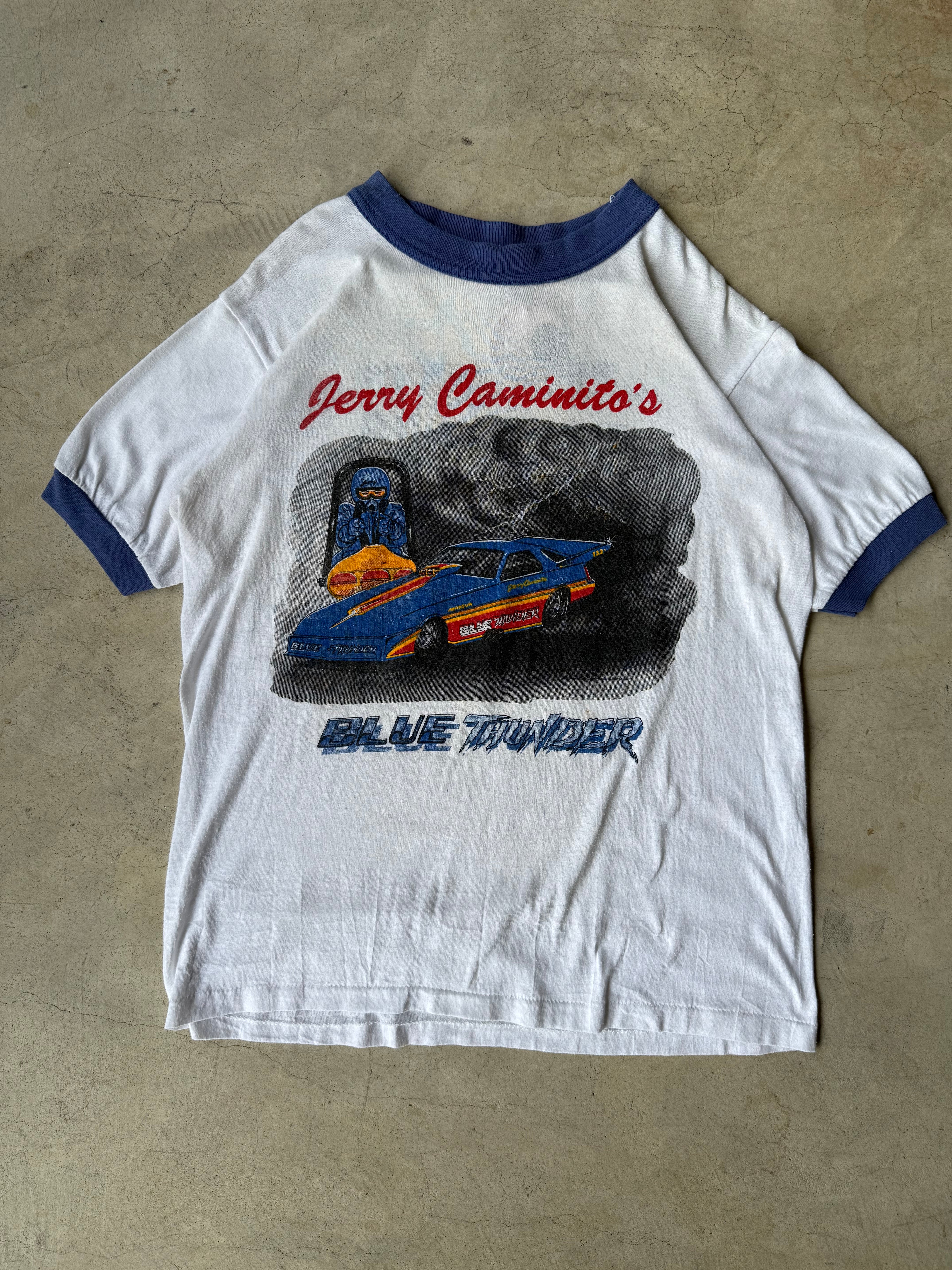 Vintage Blue Thunder Drag Race Ringer Tee - M