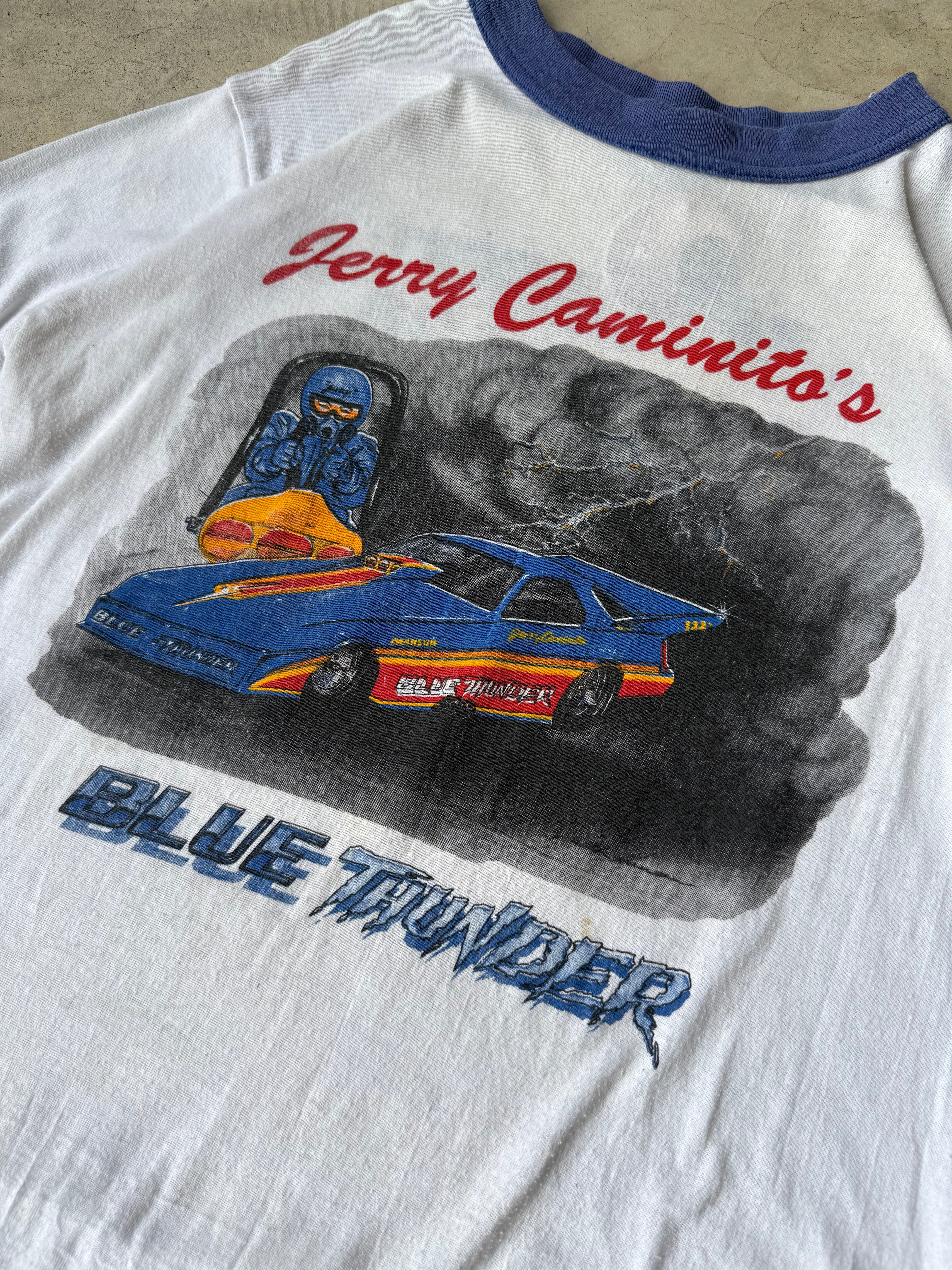 Vintage Blue Thunder Drag Race Ringer Tee - M