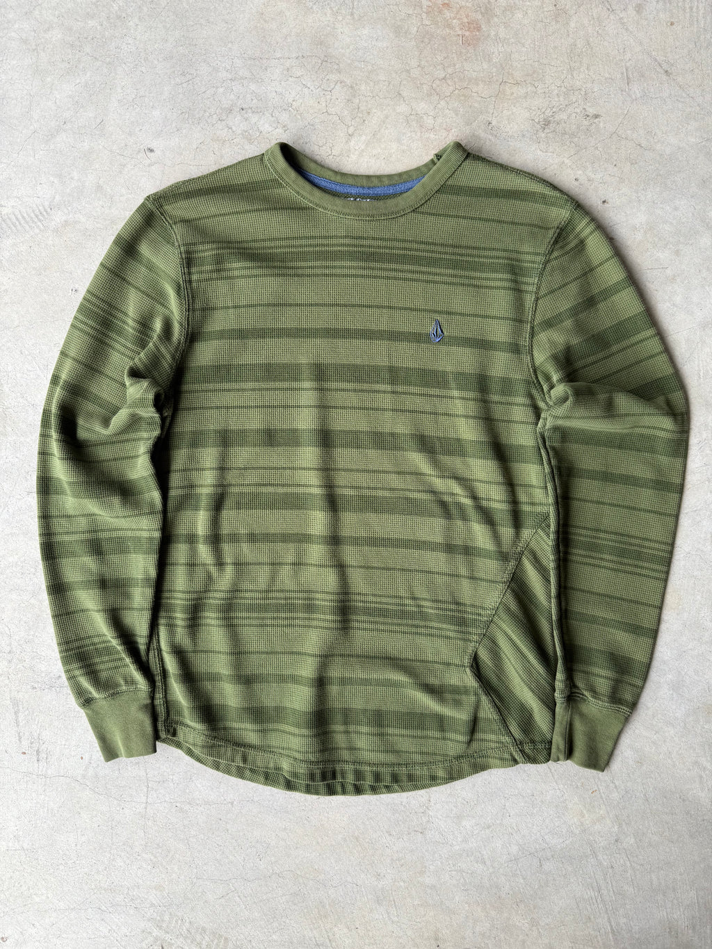 Vintage Green Volcome Striped Thermal - L