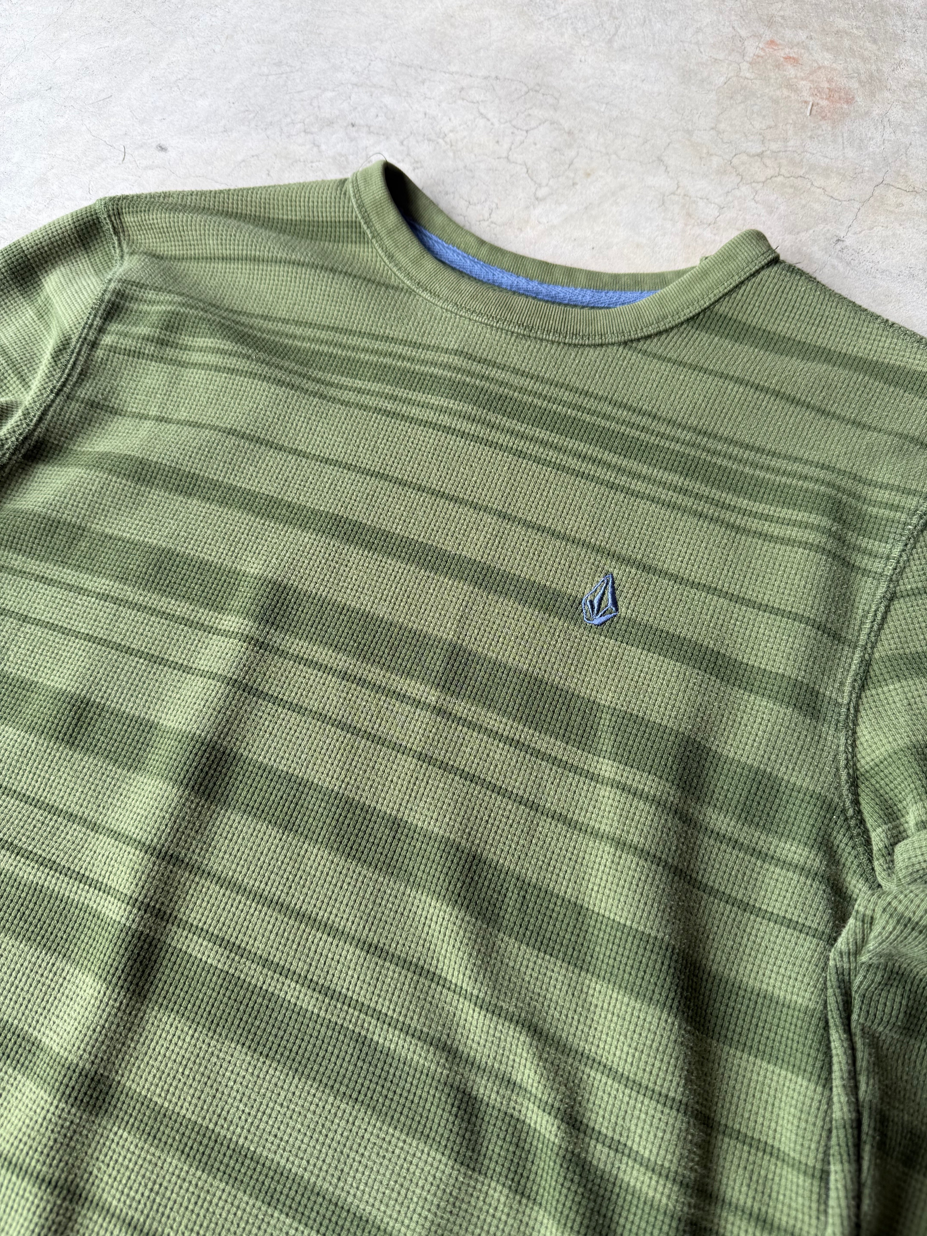 Vintage Green Volcome Striped Thermal - L