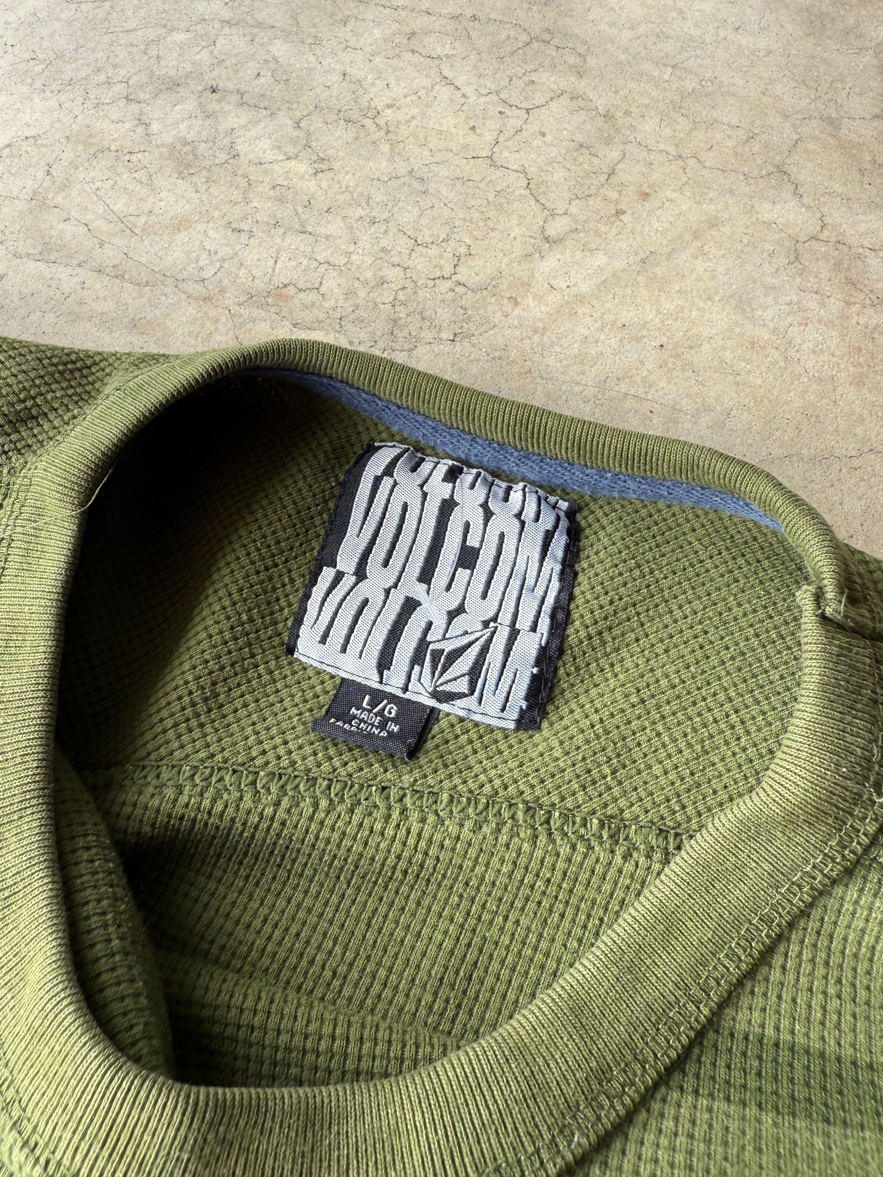 Vintage Green Volcome Striped Thermal - L