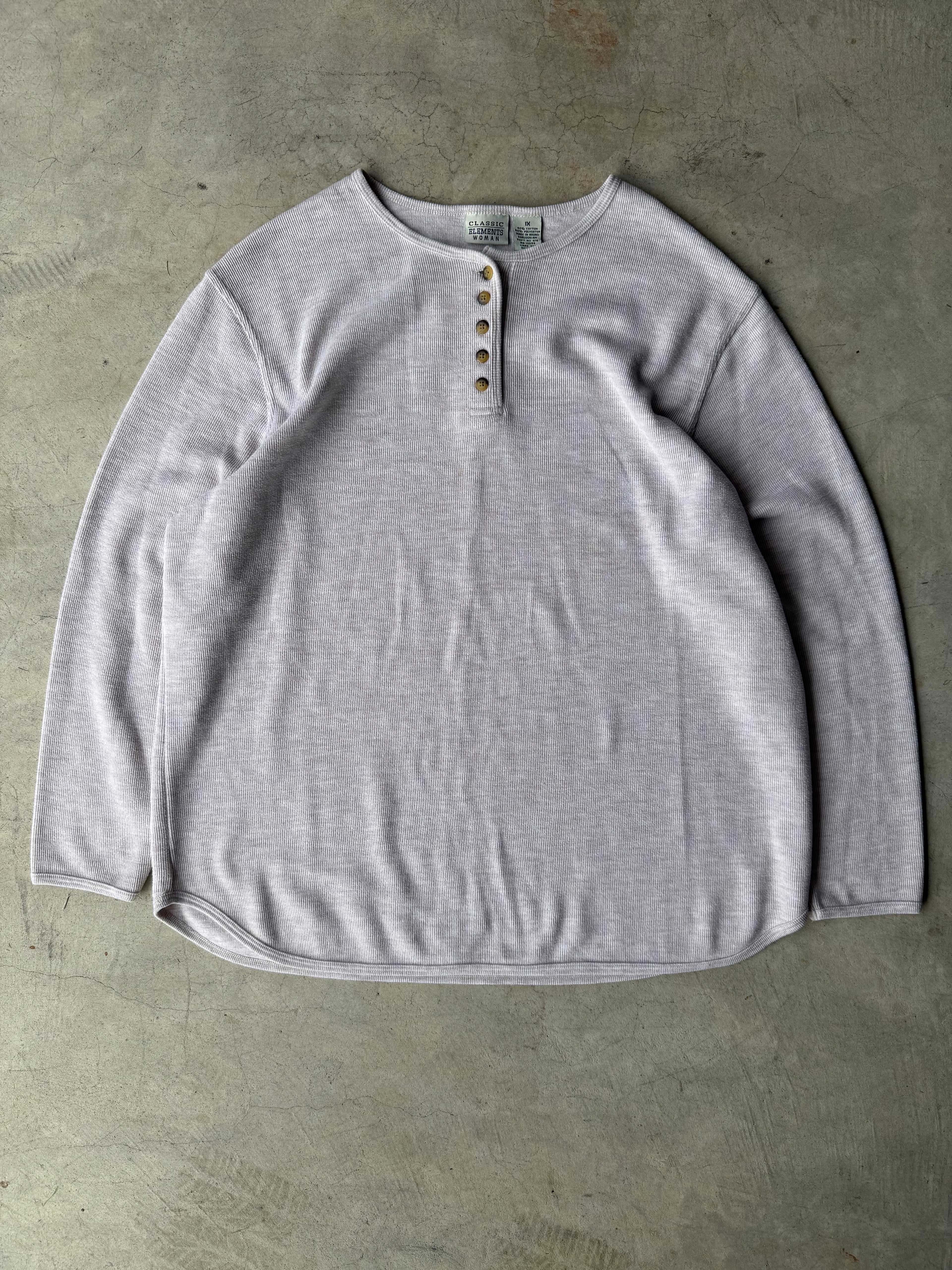 Vintage Gray Henley Thermal - XL