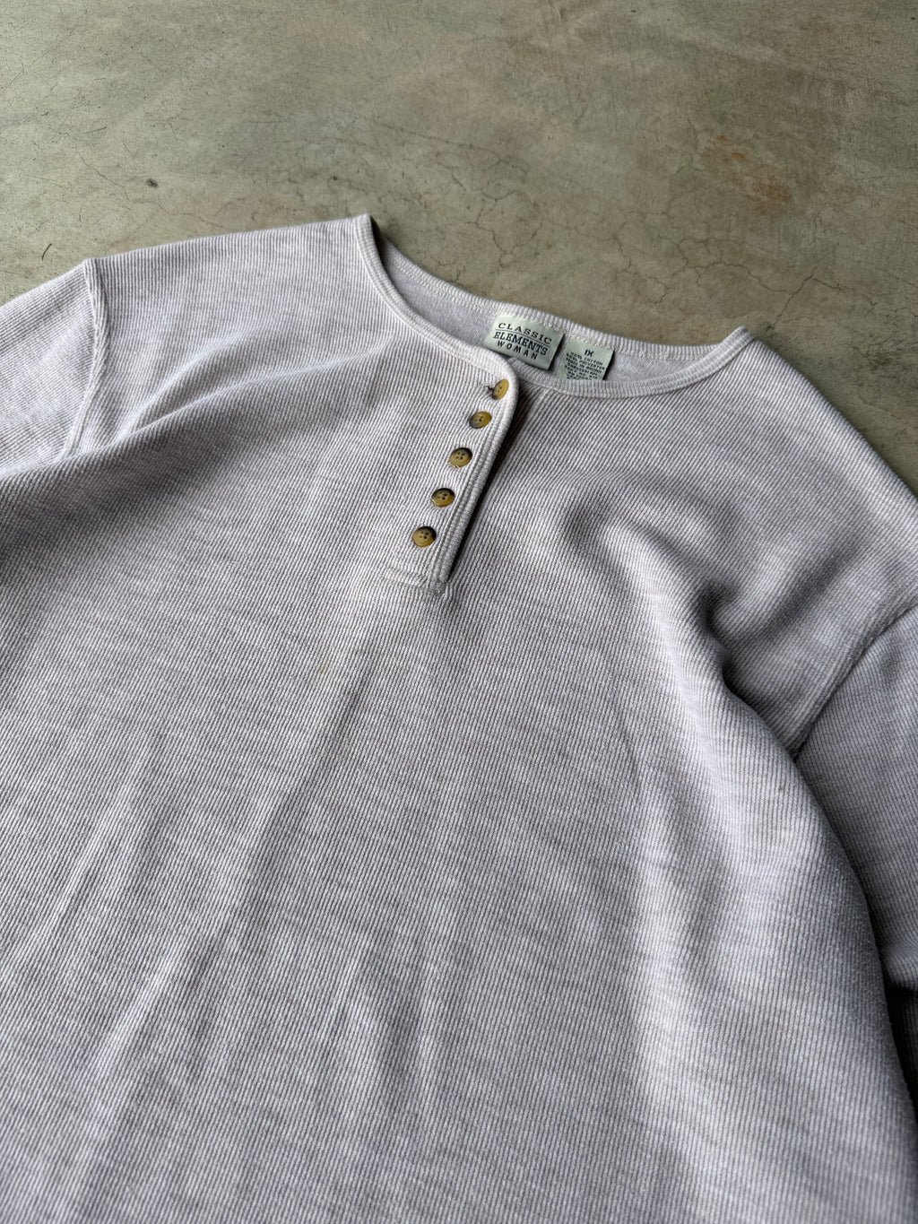 Vintage Gray Henley Thermal - XL