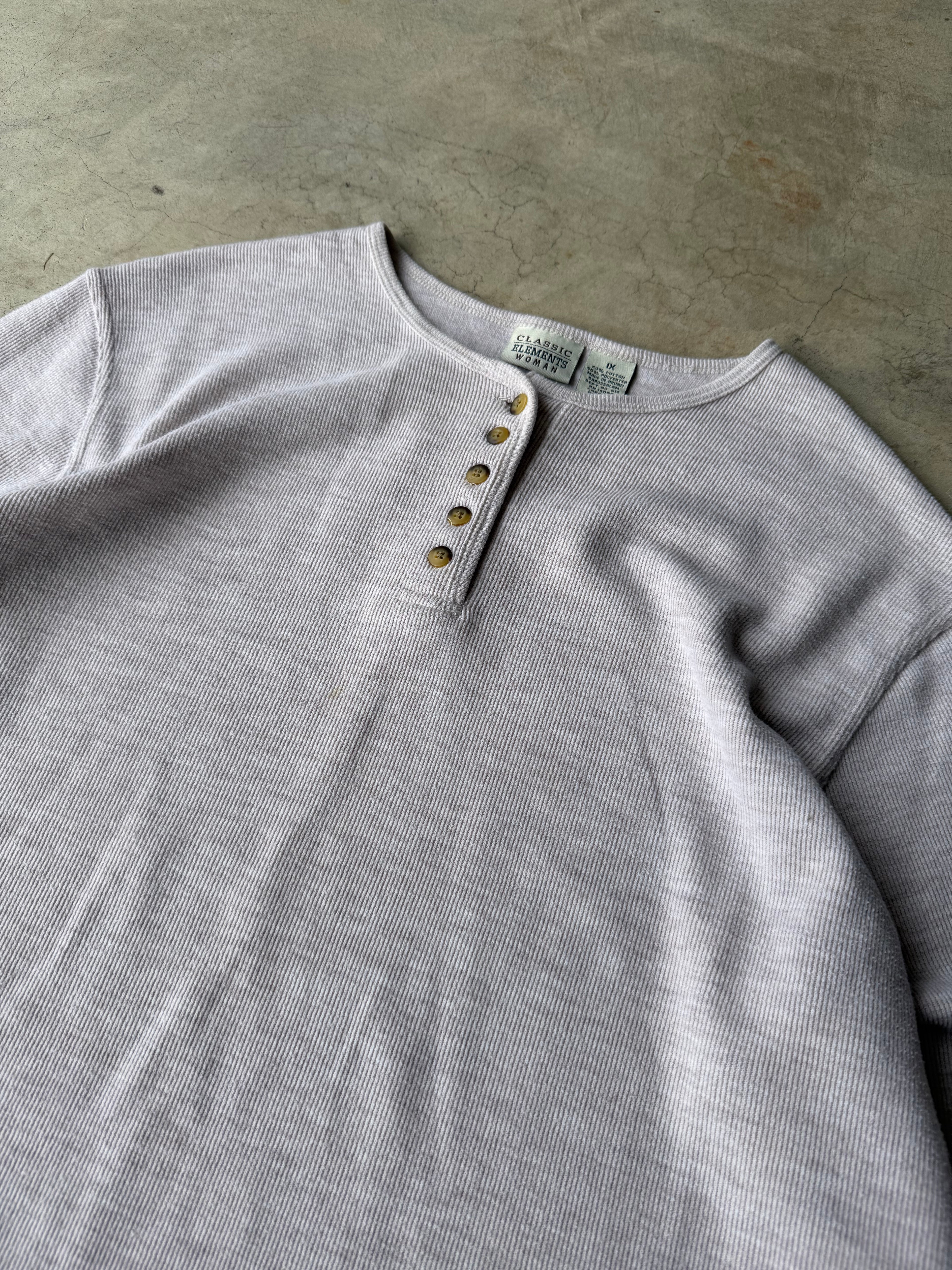 Vintage Gray Henley Thermal - XL