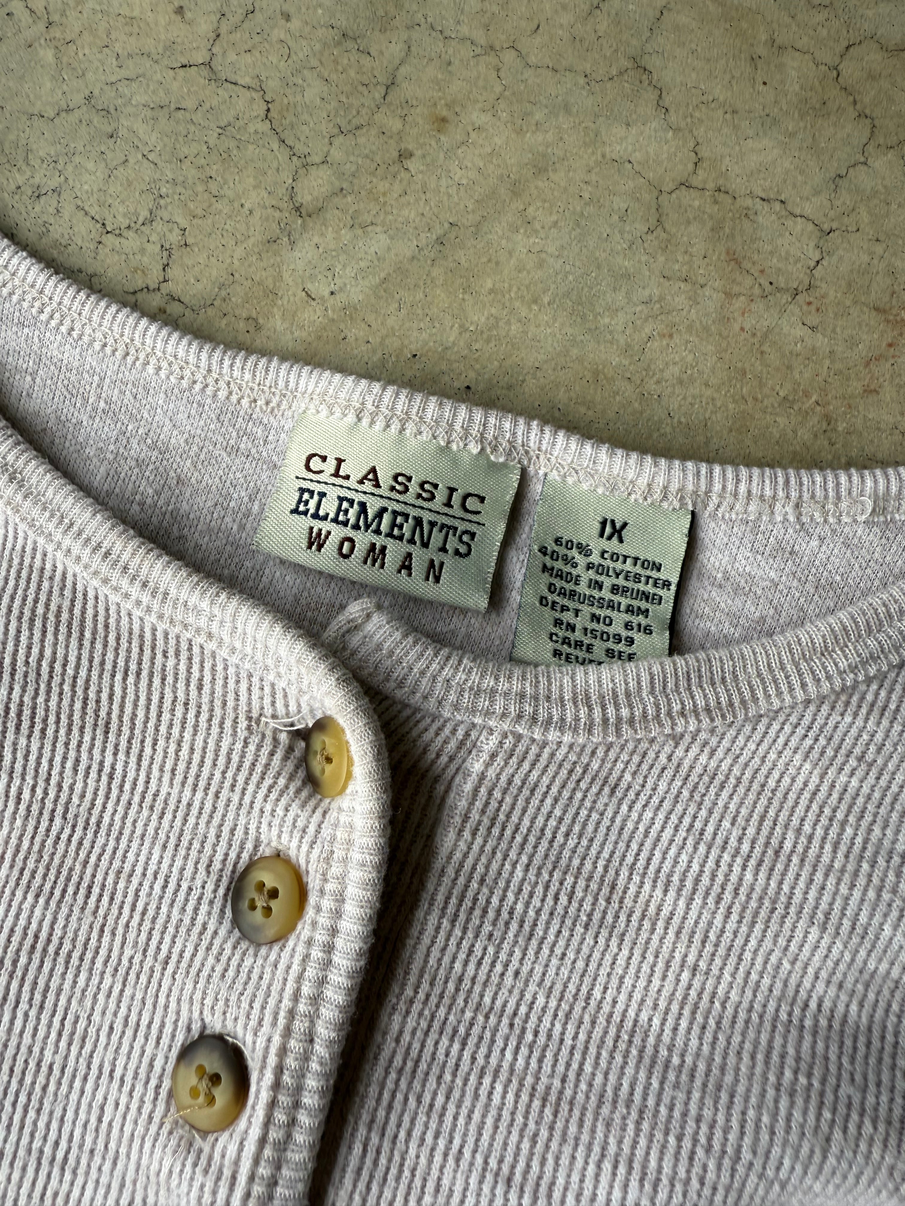 Vintage Gray Henley Thermal - XL