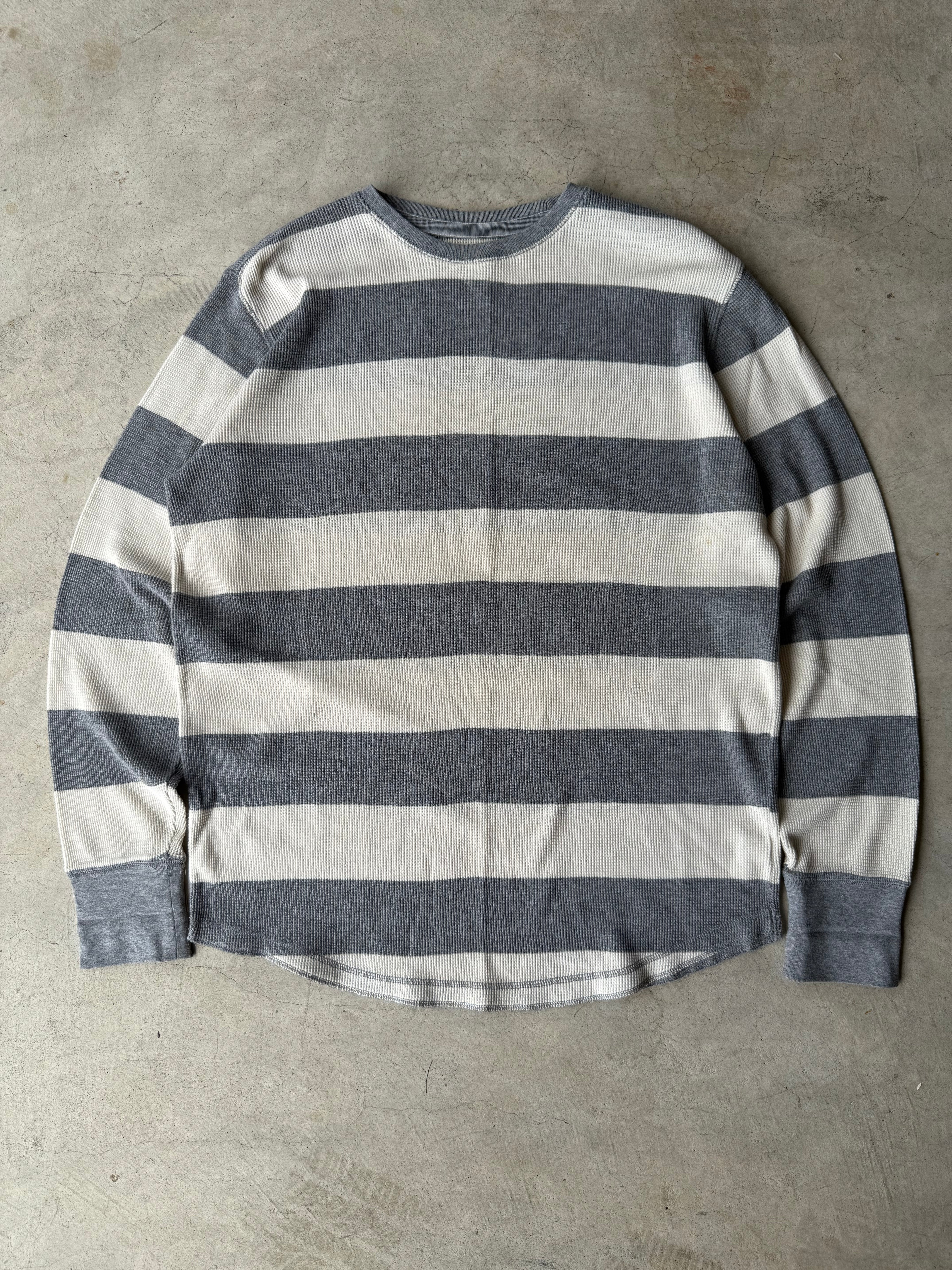 Vintage Gray and White Stripped Mossimo Thermal - L