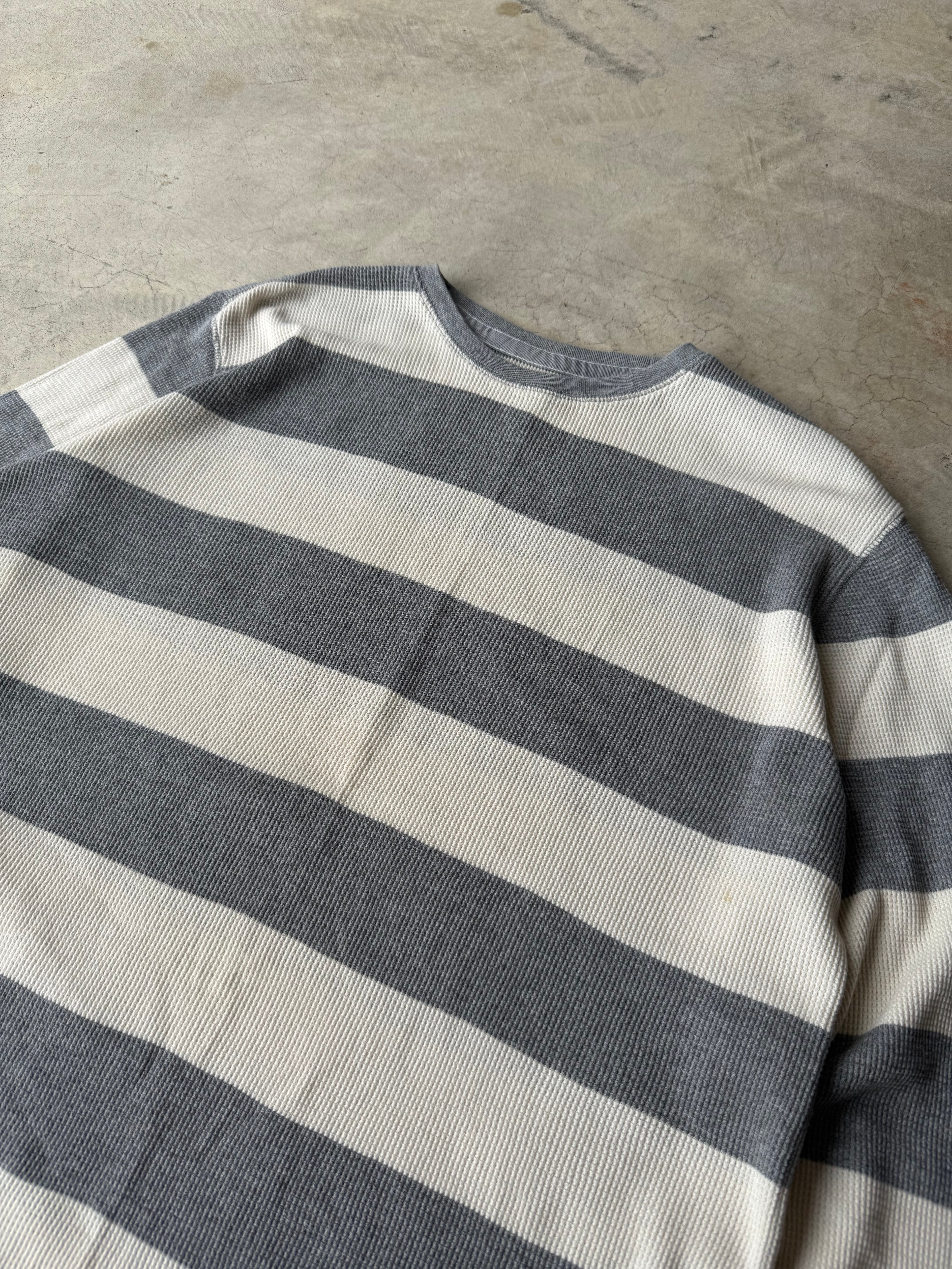 Vintage Gray and White Stripped Mossimo Thermal - L