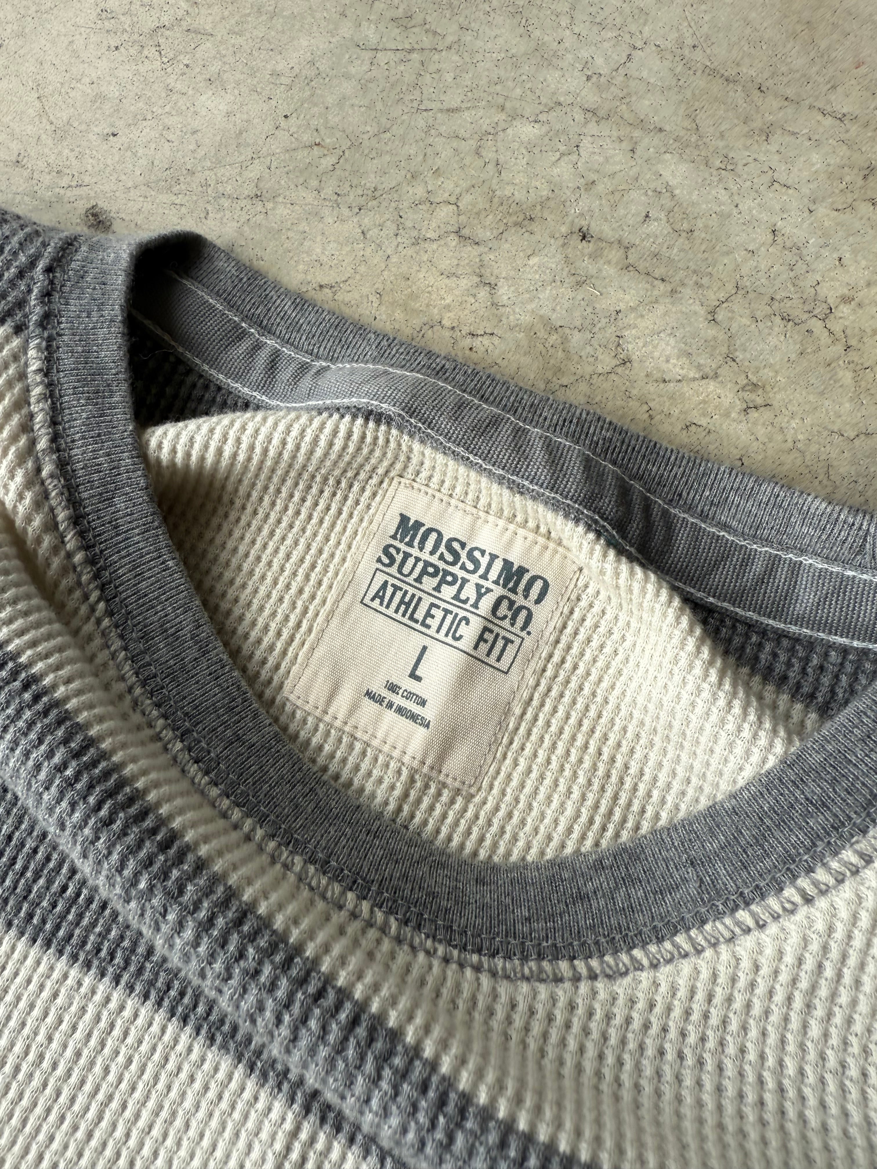 Vintage Gray and White Stripped Mossimo Thermal - L