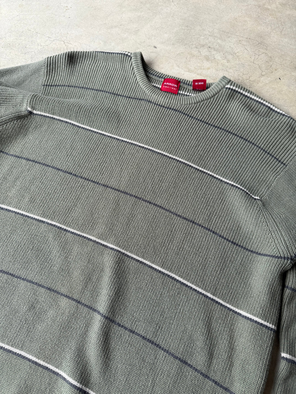 Vintage Arrow Green Striped Sweater - XL