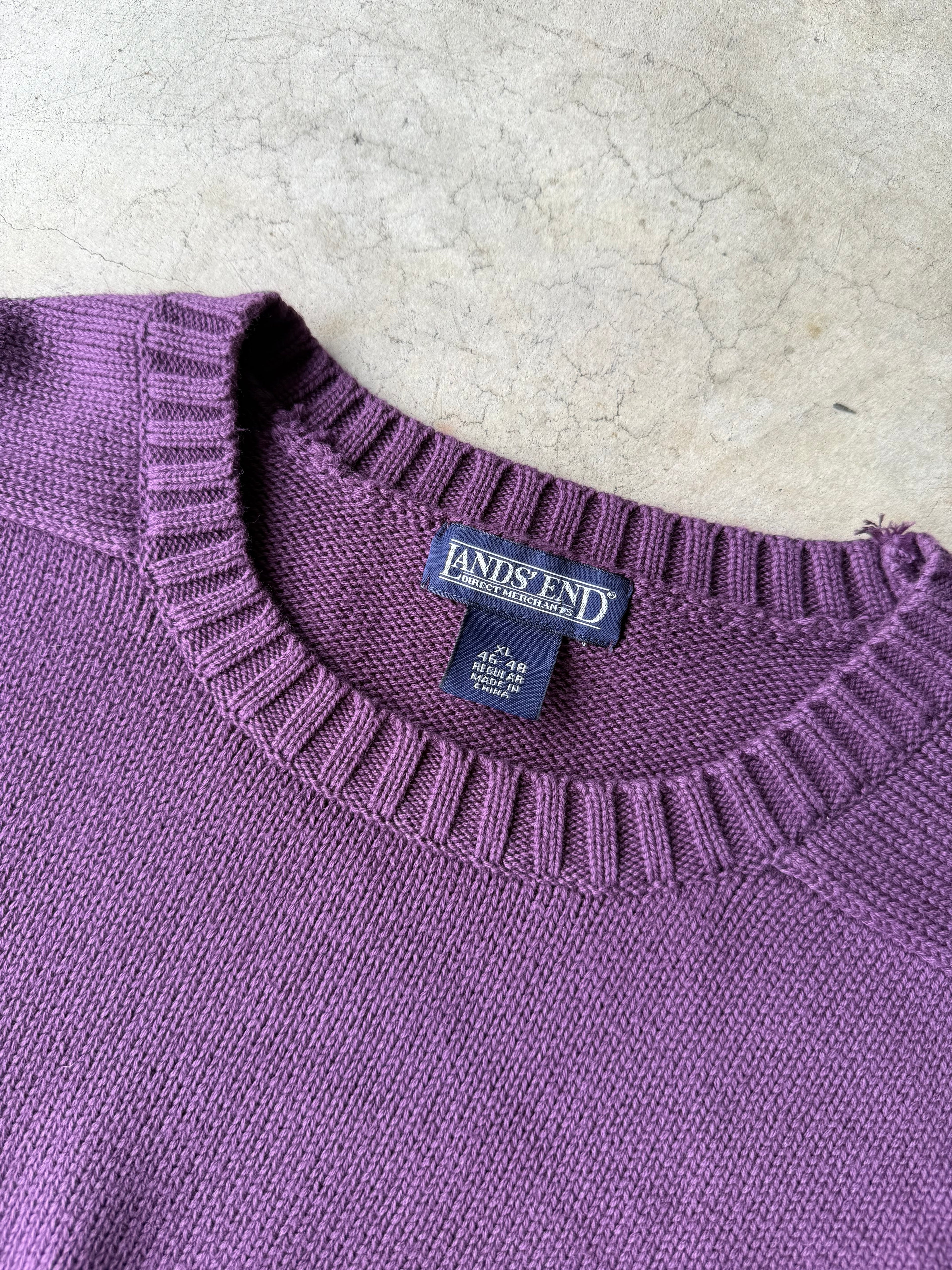 Vintage Purple Lands End Knit Sweater - XL