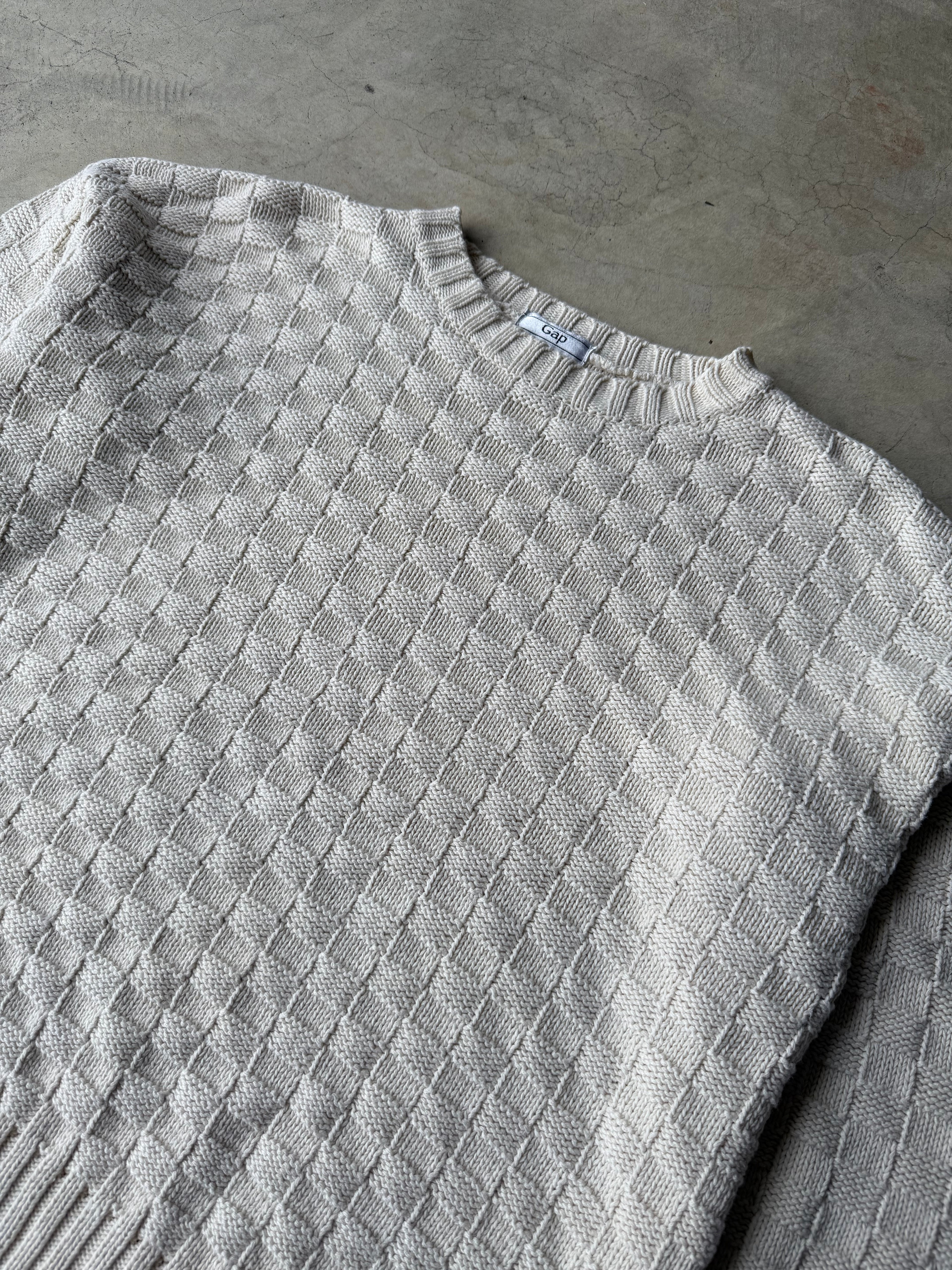 Vintage White Gap Knit Sweater - L
