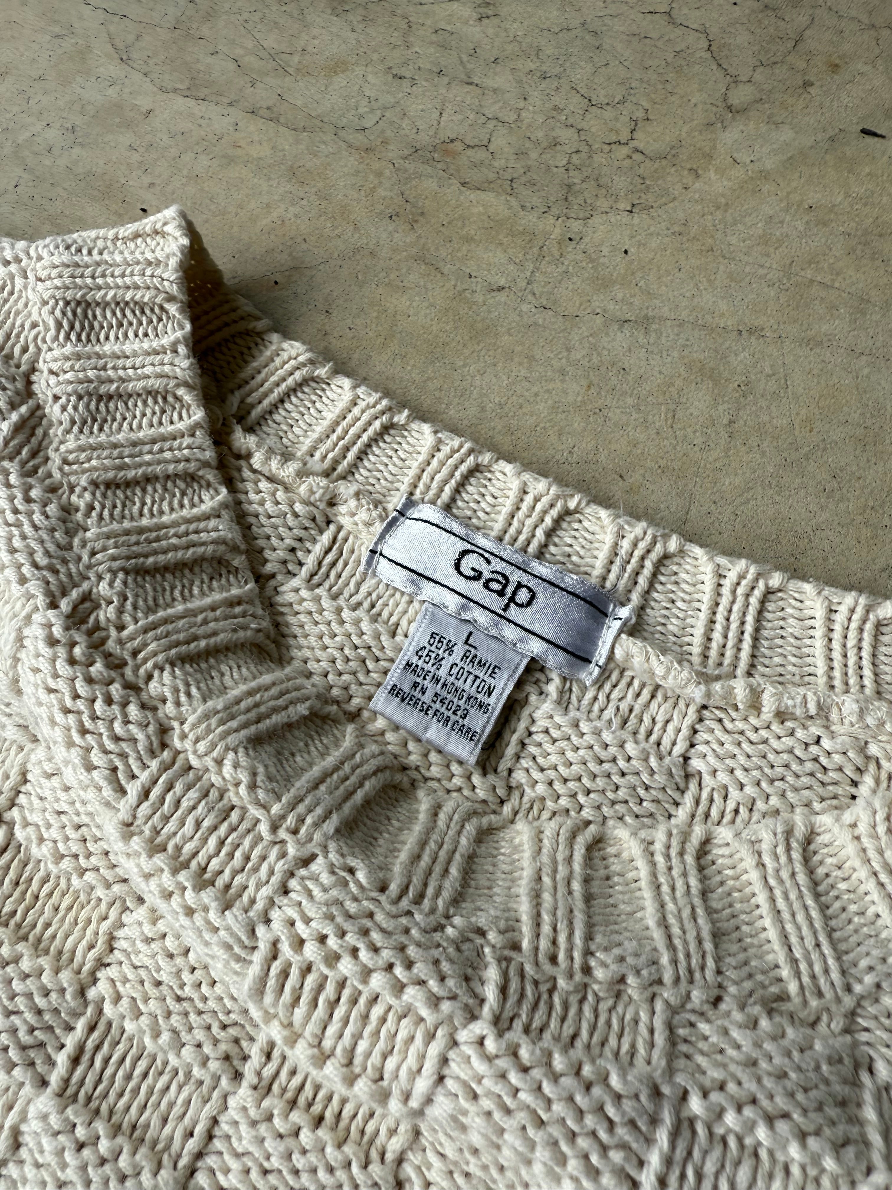 Vintage White Gap Knit Sweater - L