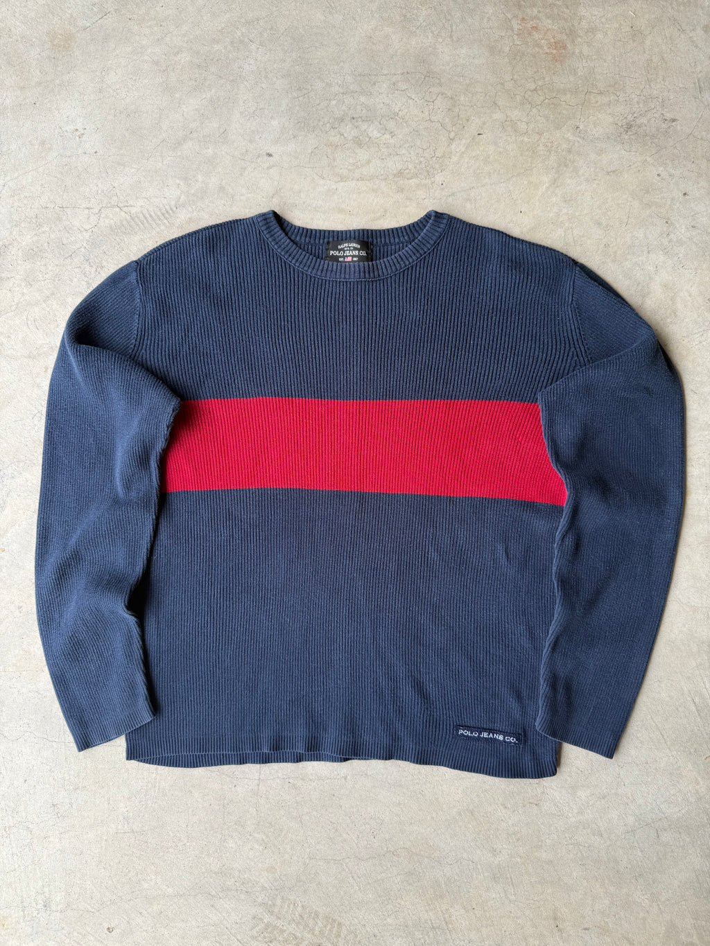 Vintage Red Striped Polo Jean Co Sweater - M