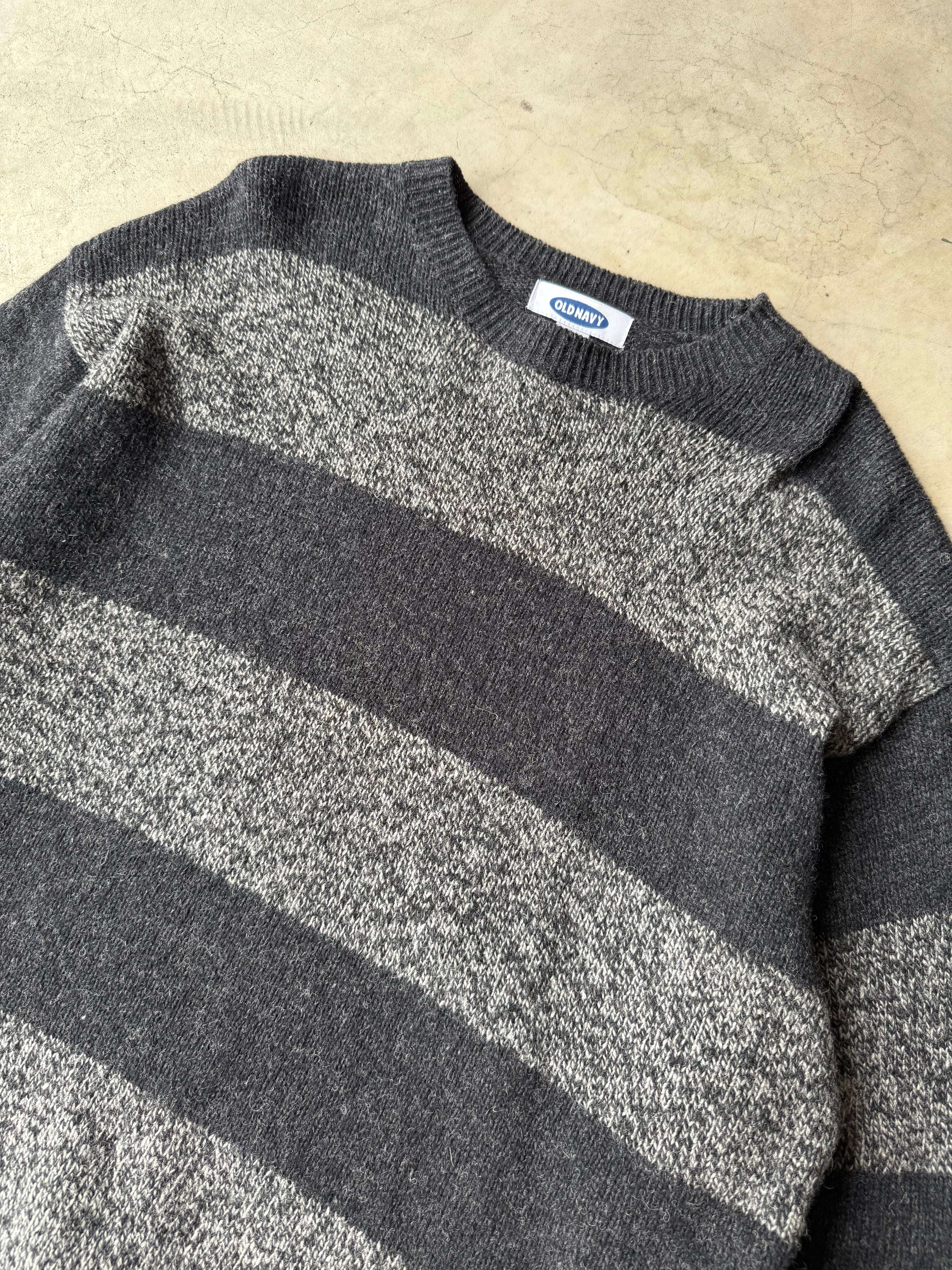 Vintage Black Striped Old Navy Wool Sweater - L