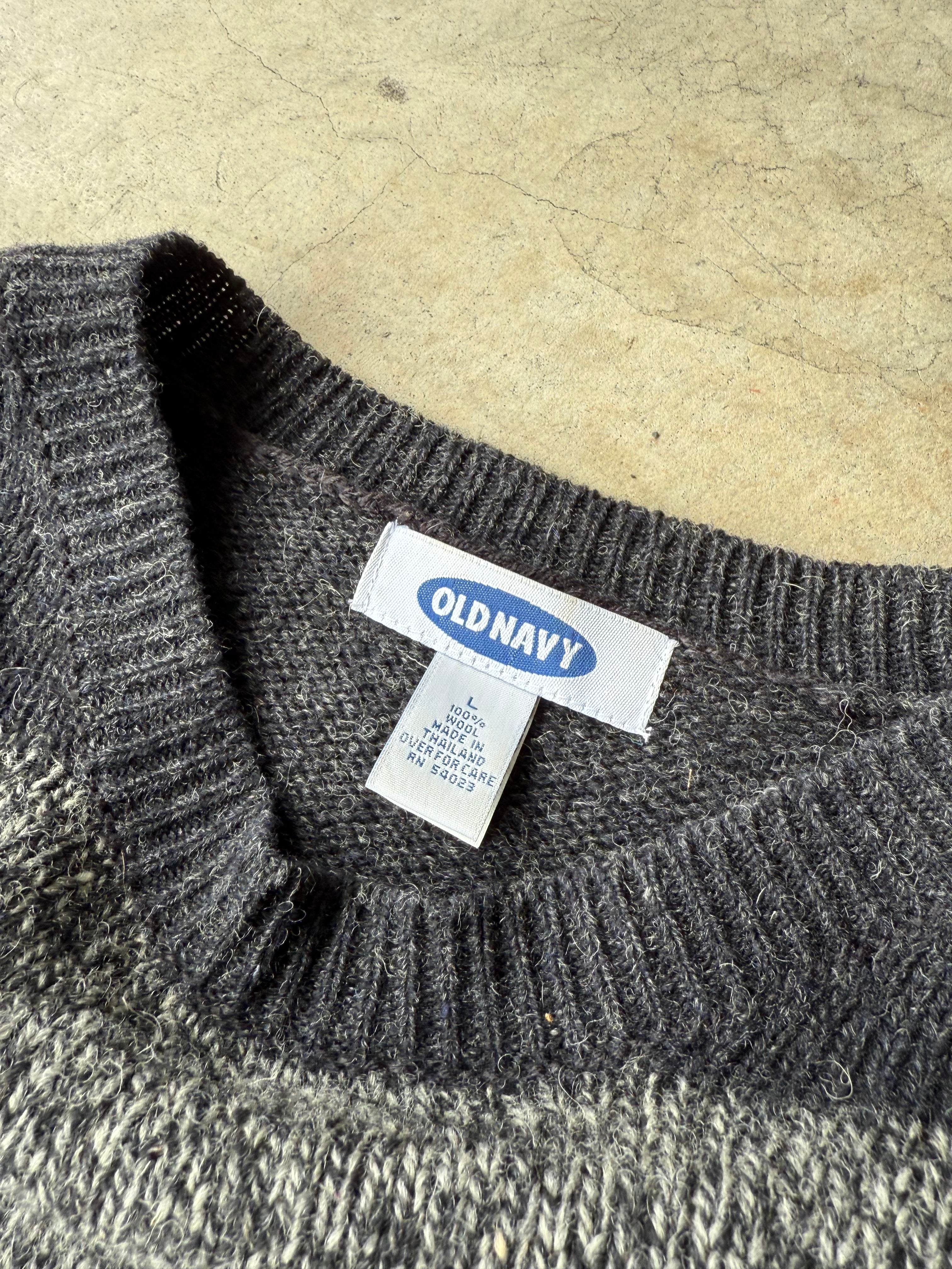 Vintage Black Striped Old Navy Wool Sweater - L