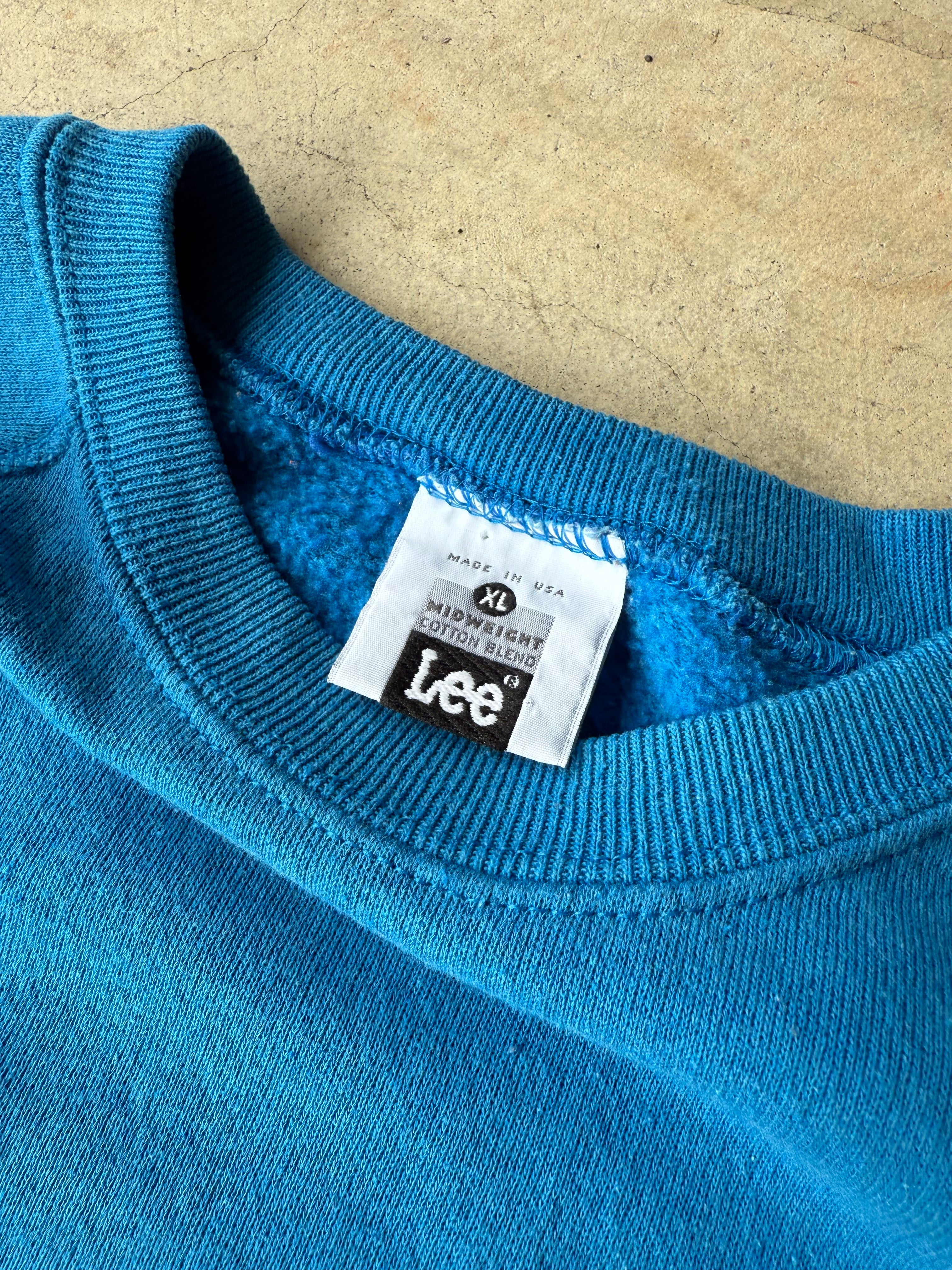 Vintage Bright Blue Lees Tag Crewneck - XL