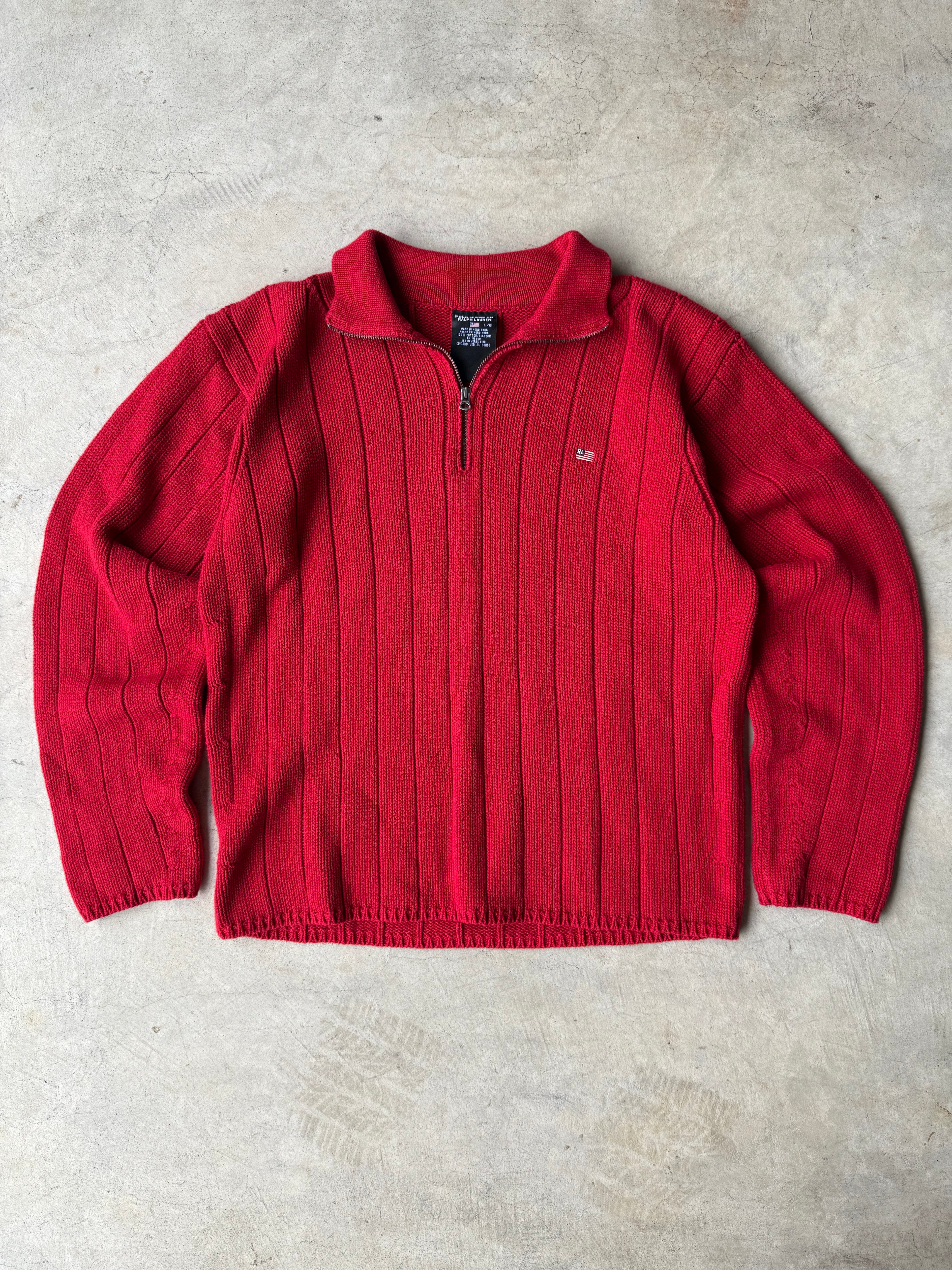 Vintage Red Polo Jean Co Quarter Zip - L