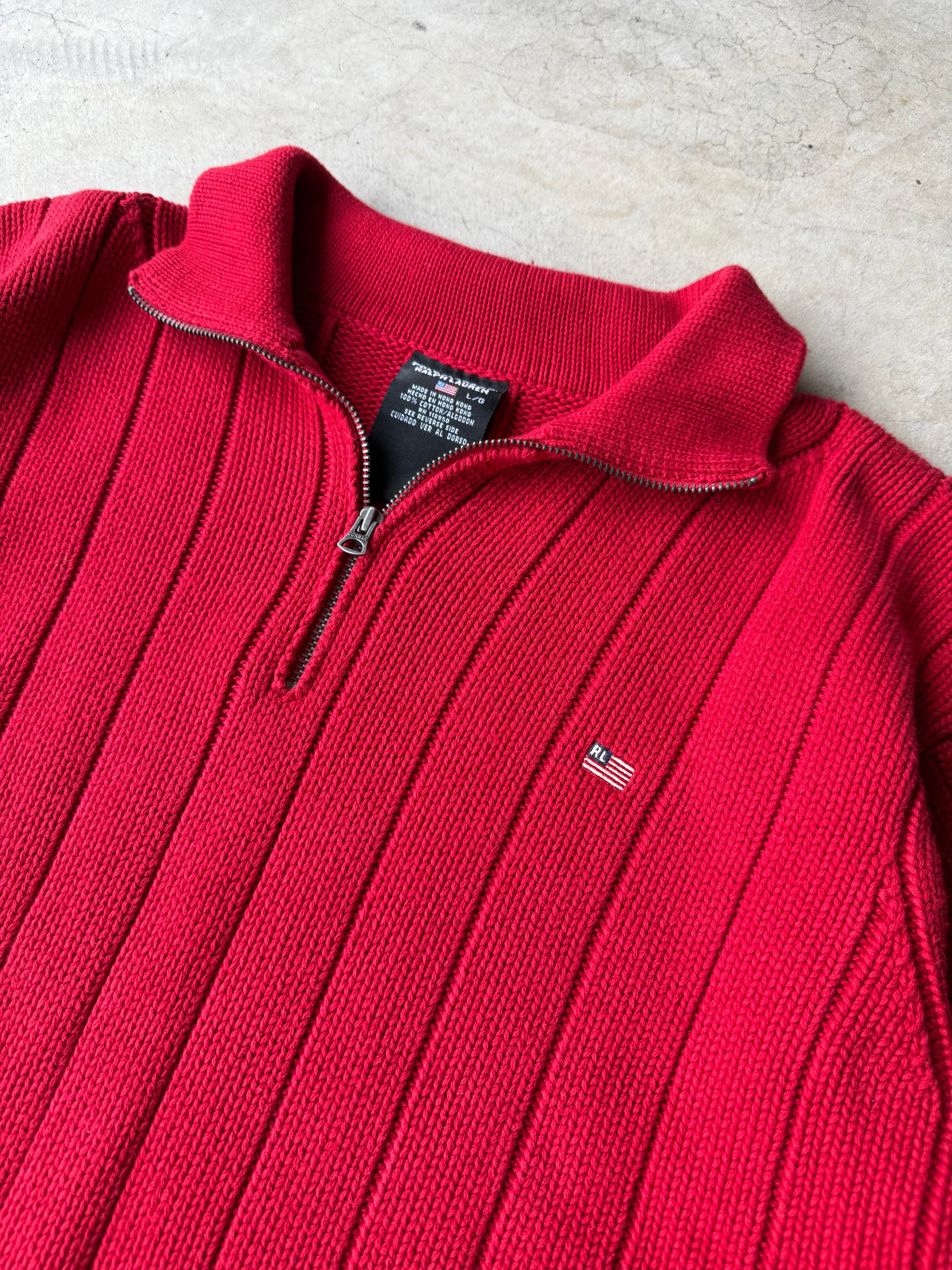 Vintage Red Polo Jean Co Quarter Zip - L