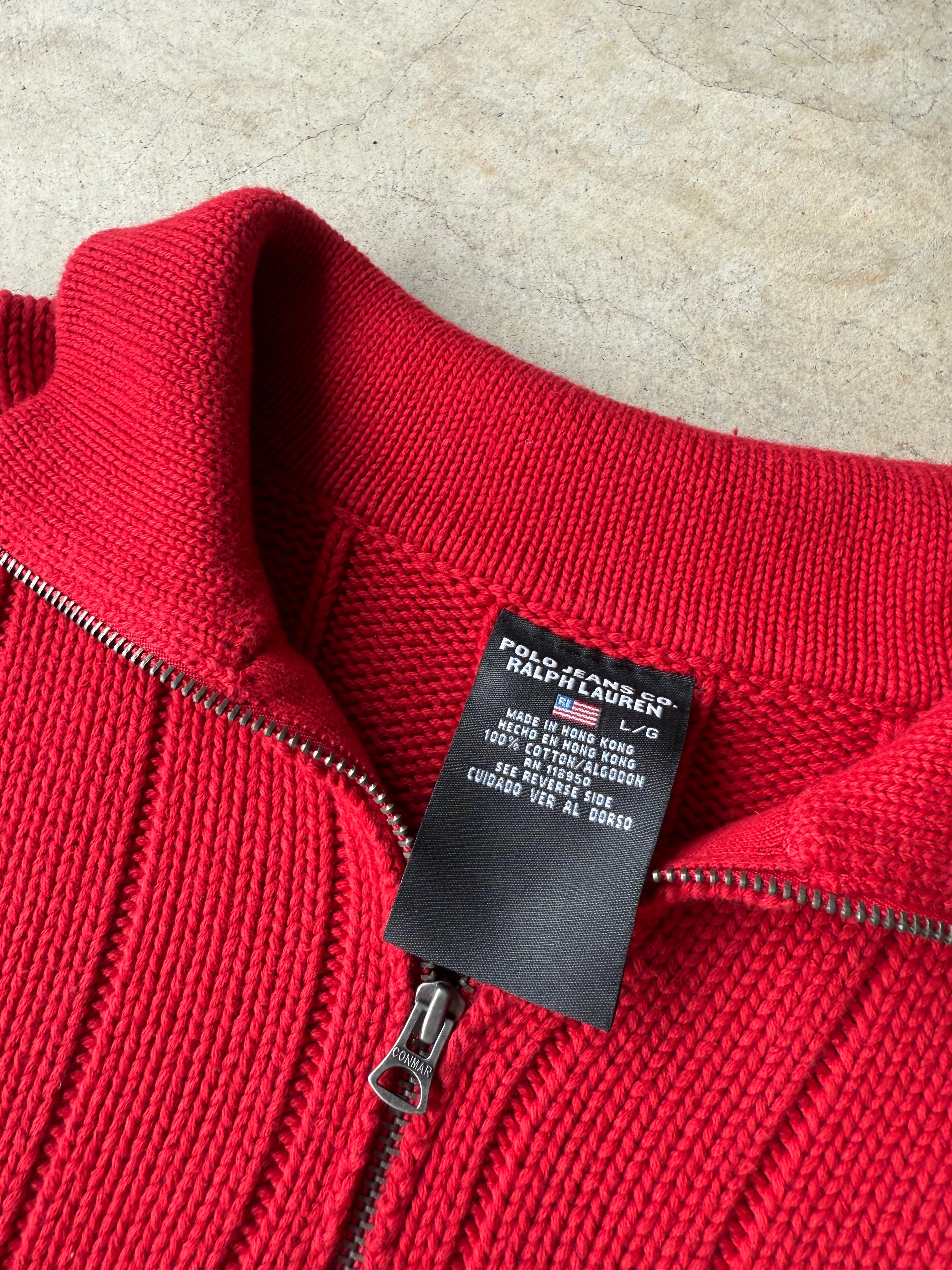 Vintage Red Polo Jean Co Quarter Zip - L