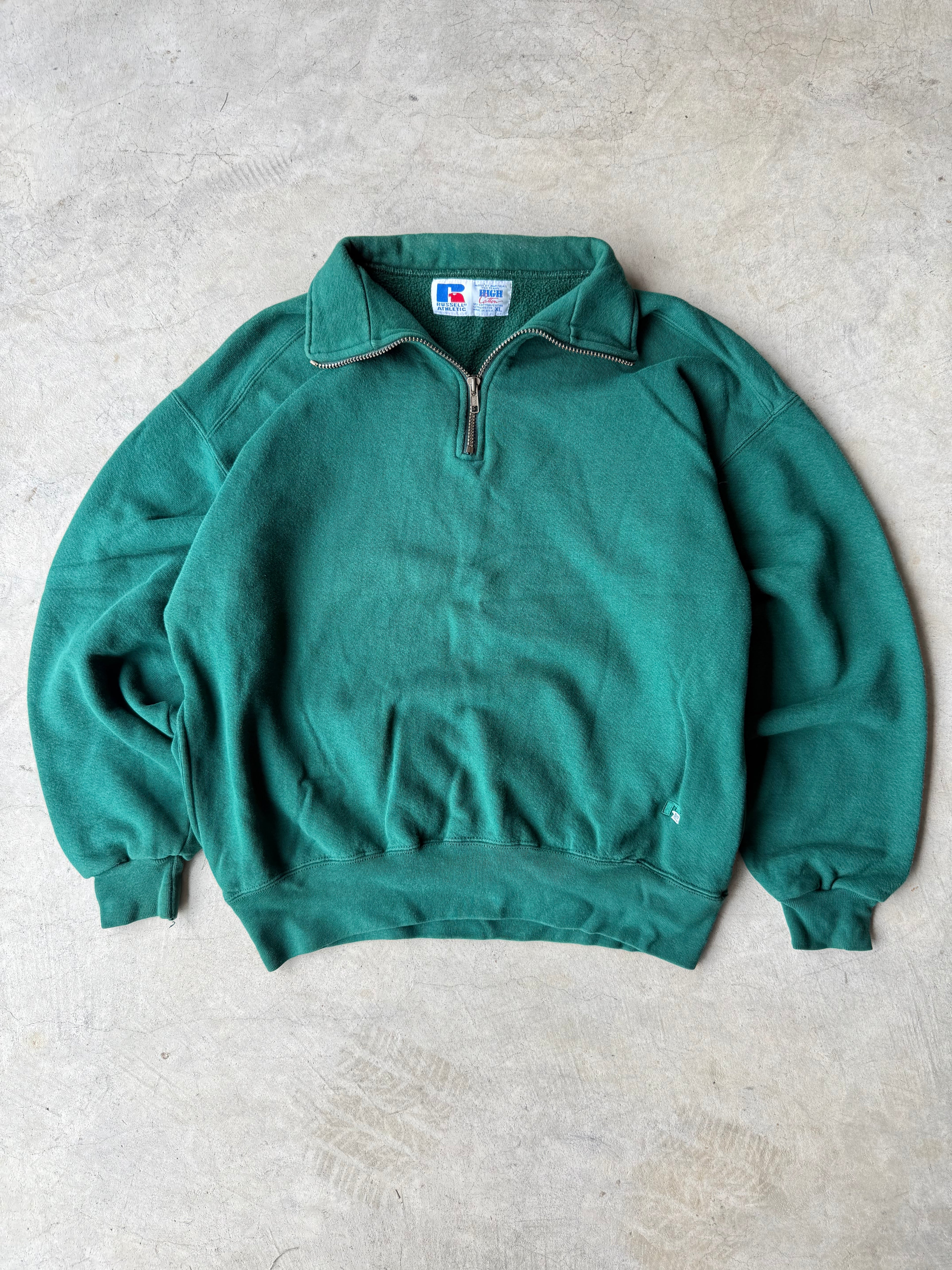 Vintage Green Russell Athletic Quarter Zip - XL