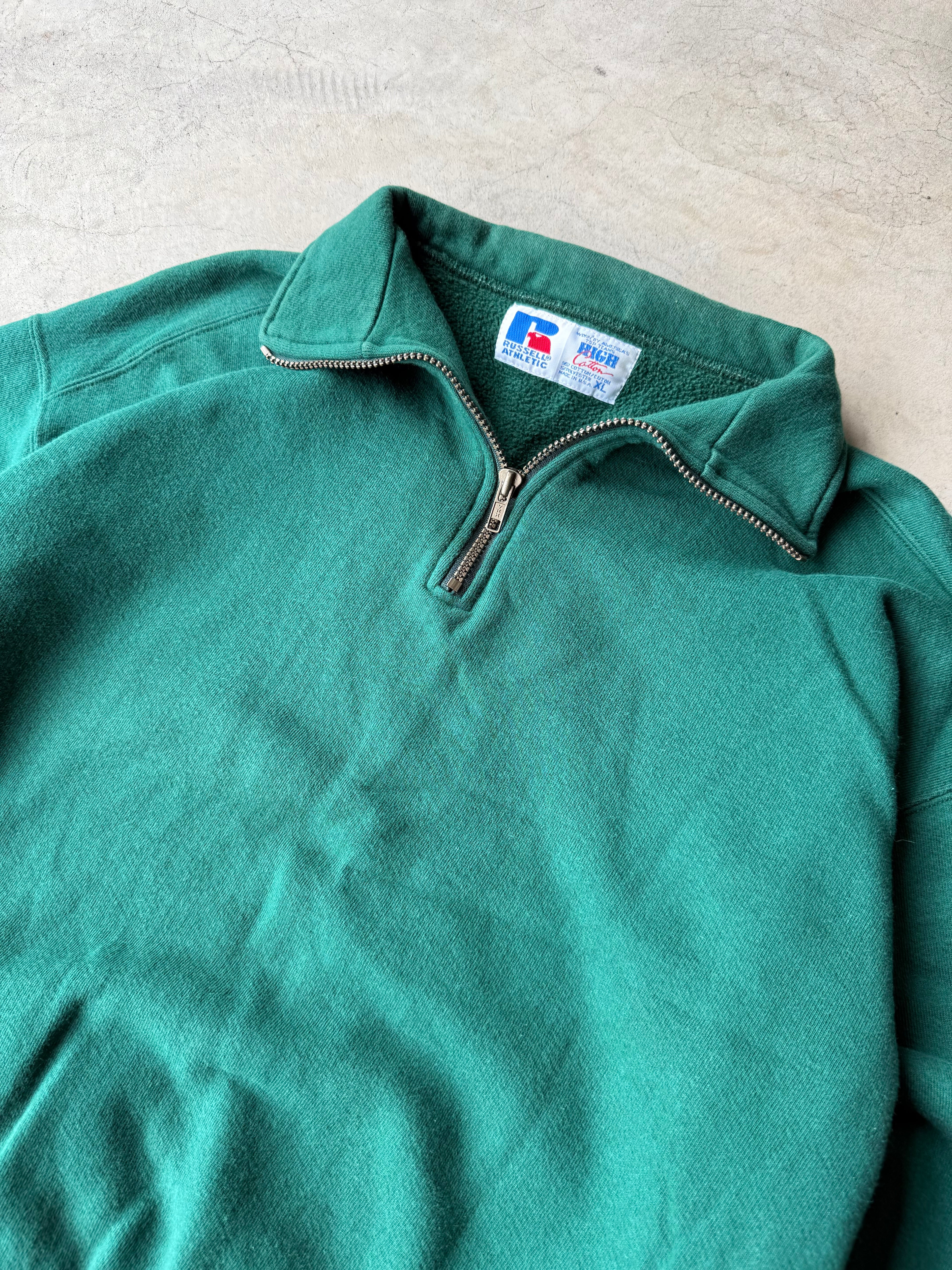 Vintage Green Russell Athletic Quarter Zip - XL