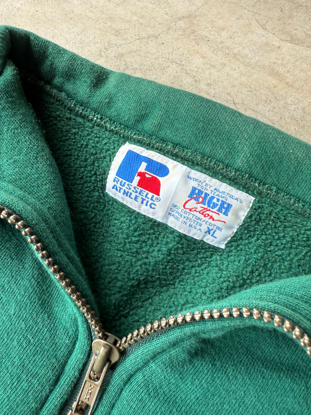 Vintage Green Russell Athletic Quarter Zip - XL