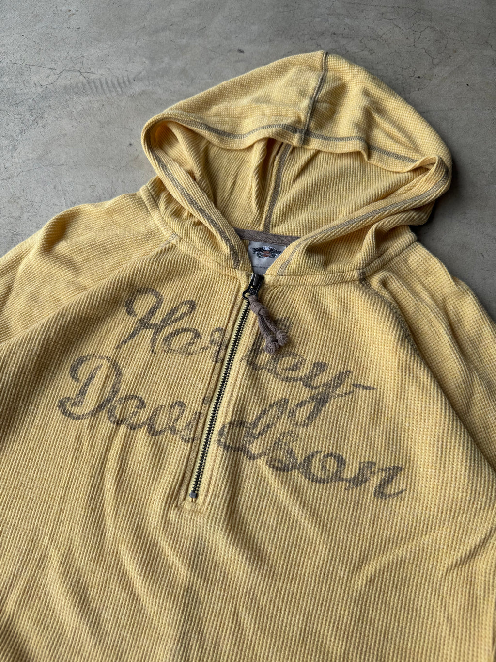 Vintage Womans Yellow Harley Davidson Hoodie - L