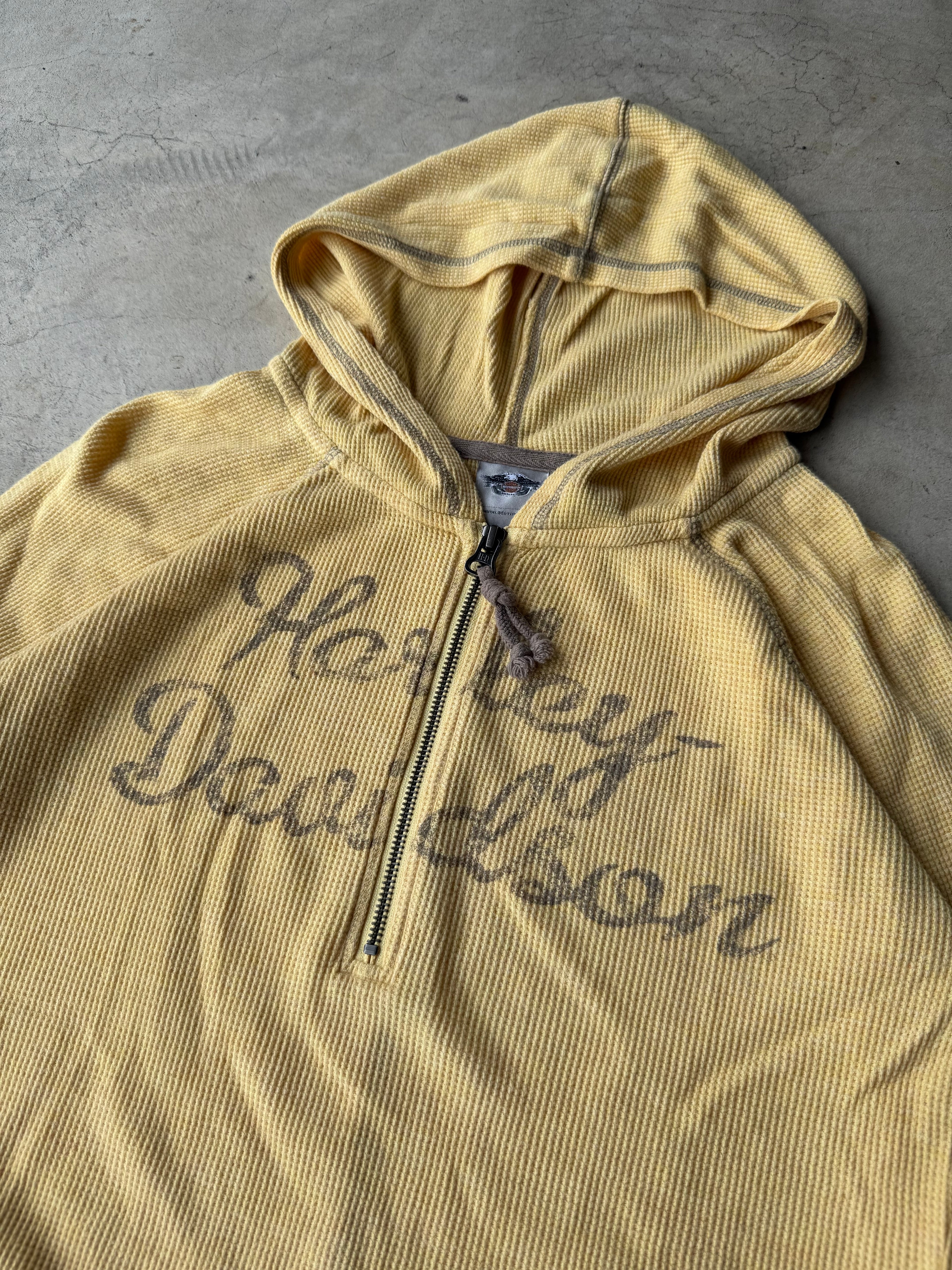 Vintage Womans Yellow Harley Davidson Hoodie - L