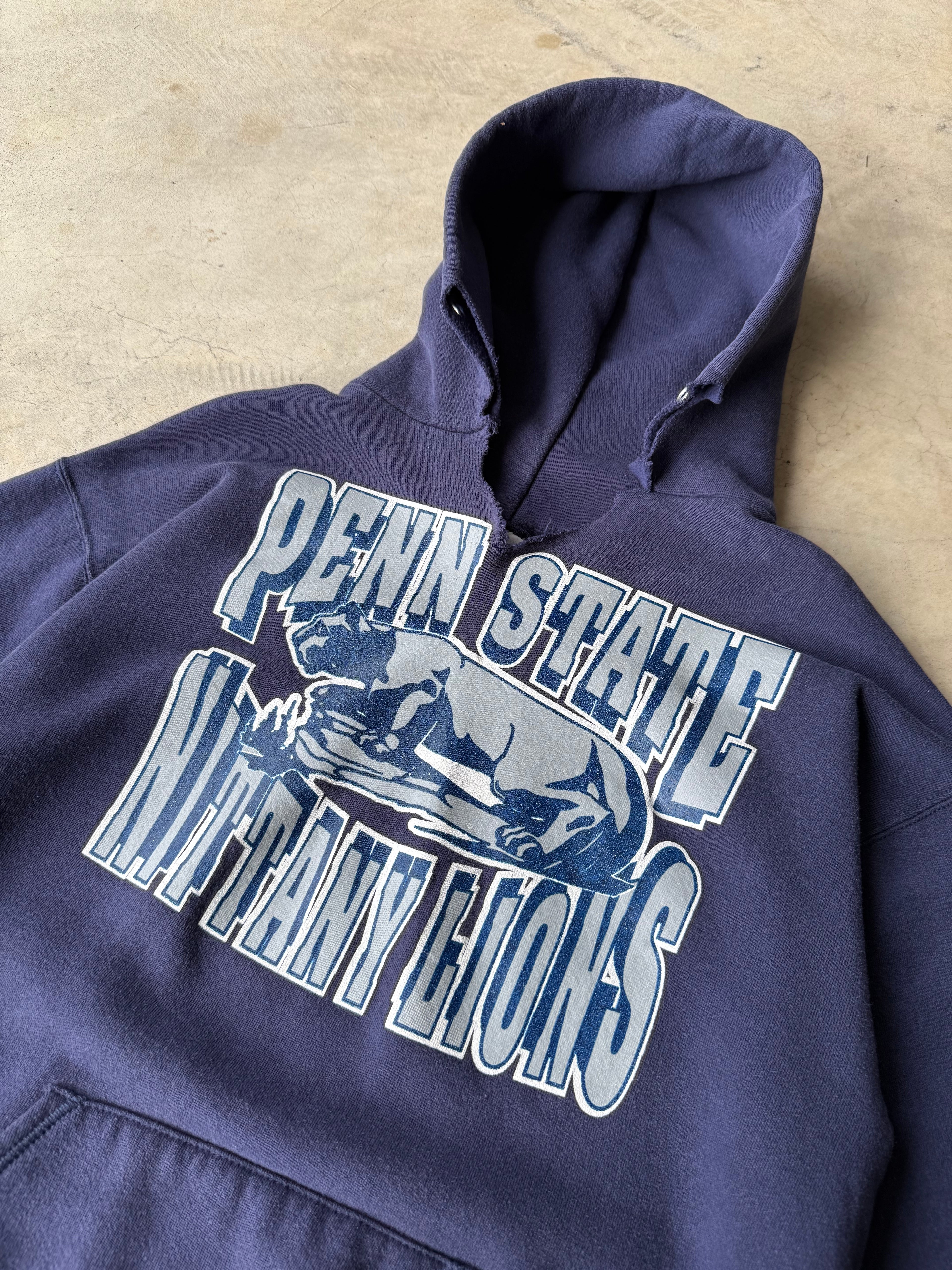 Vintage Navy Blue Penn State Hoodie - XL