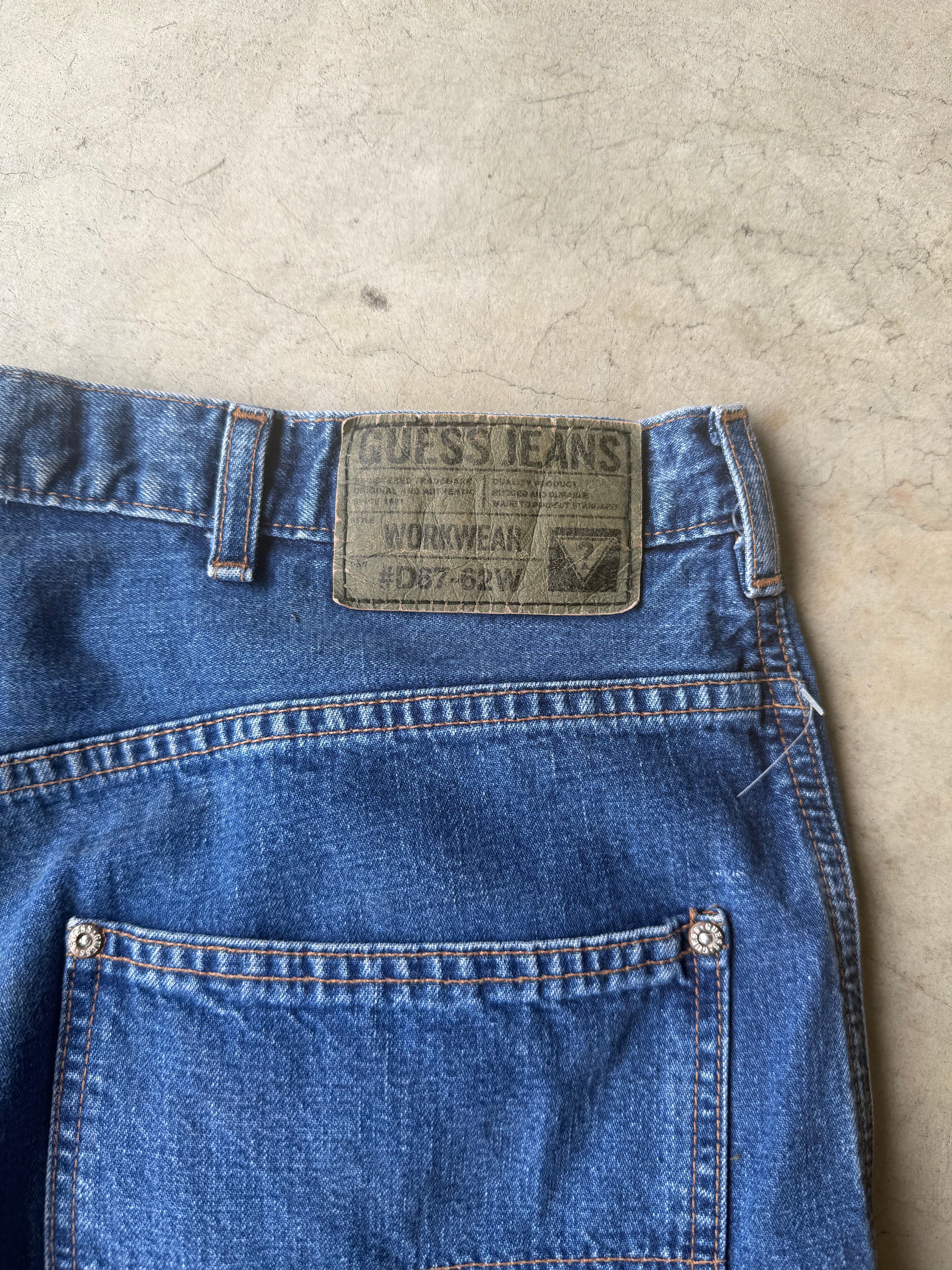 Vintage Guess Blue Jean Workwear Shorts - 36