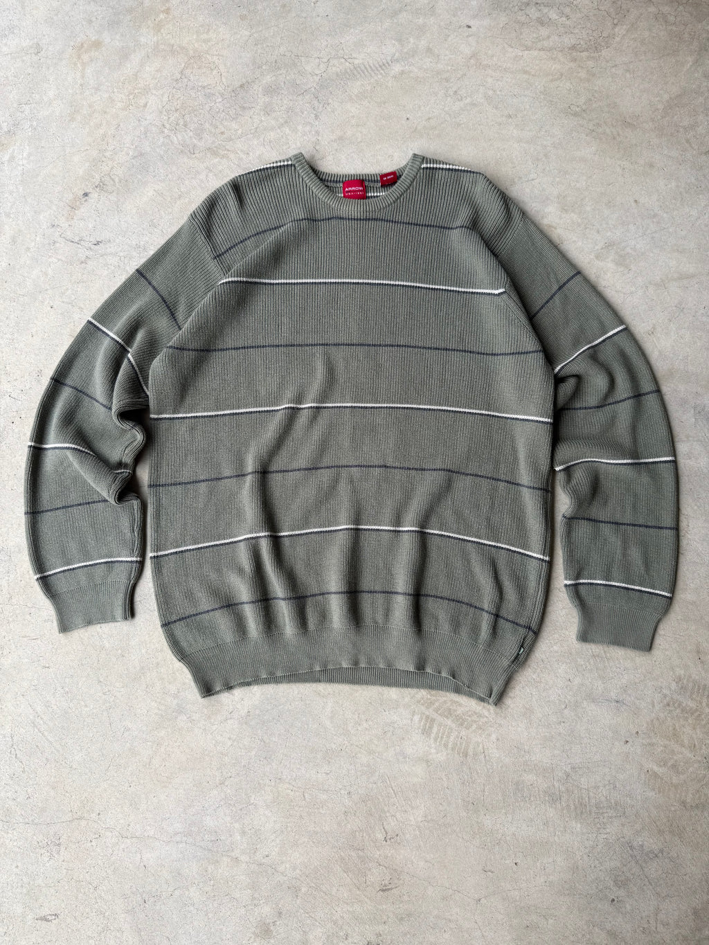 Vintage Arrow Green Striped Sweater - XL