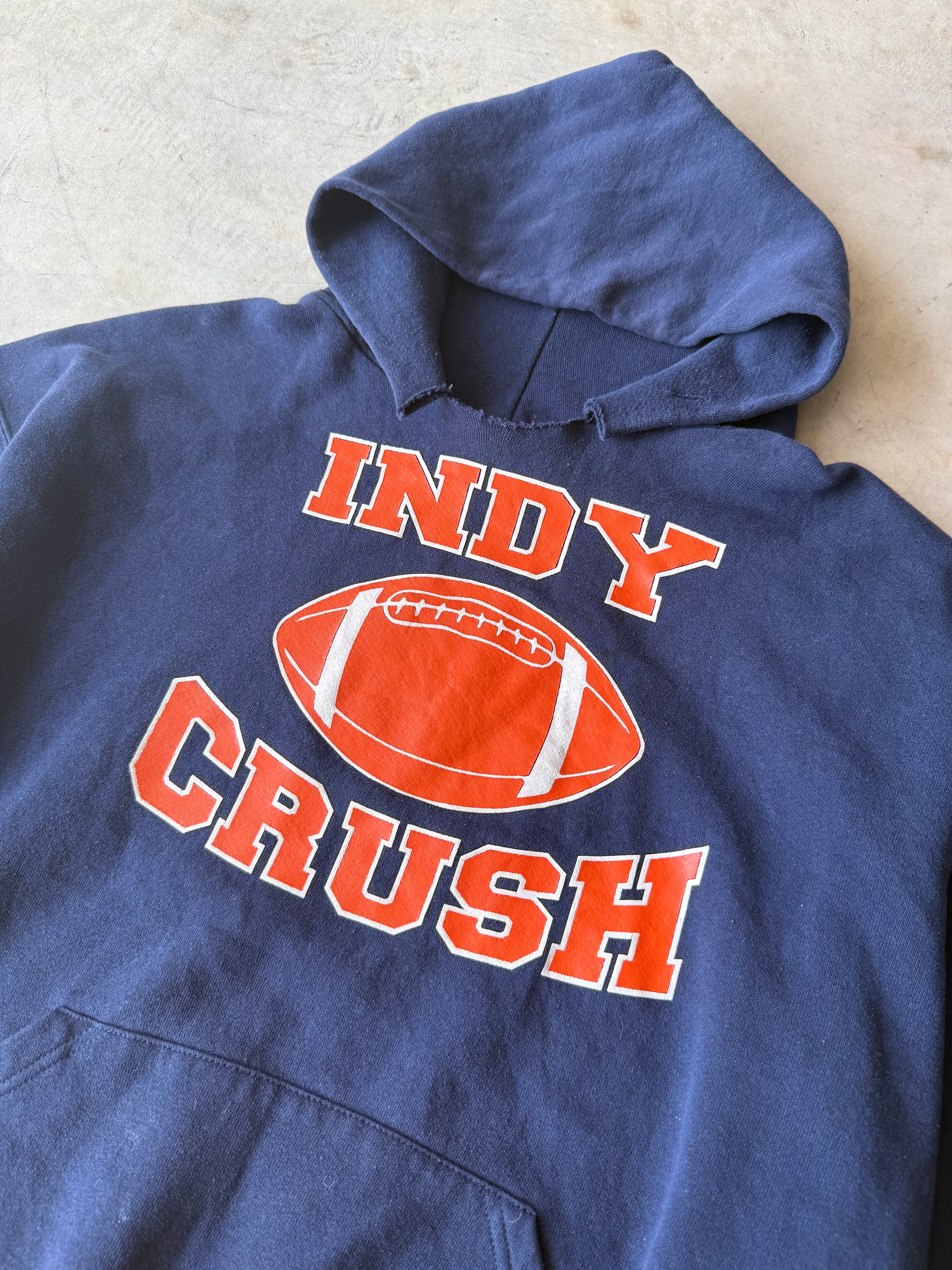 Vintage Russell Athletic Indy Football Navy Blue Hoodie - XL