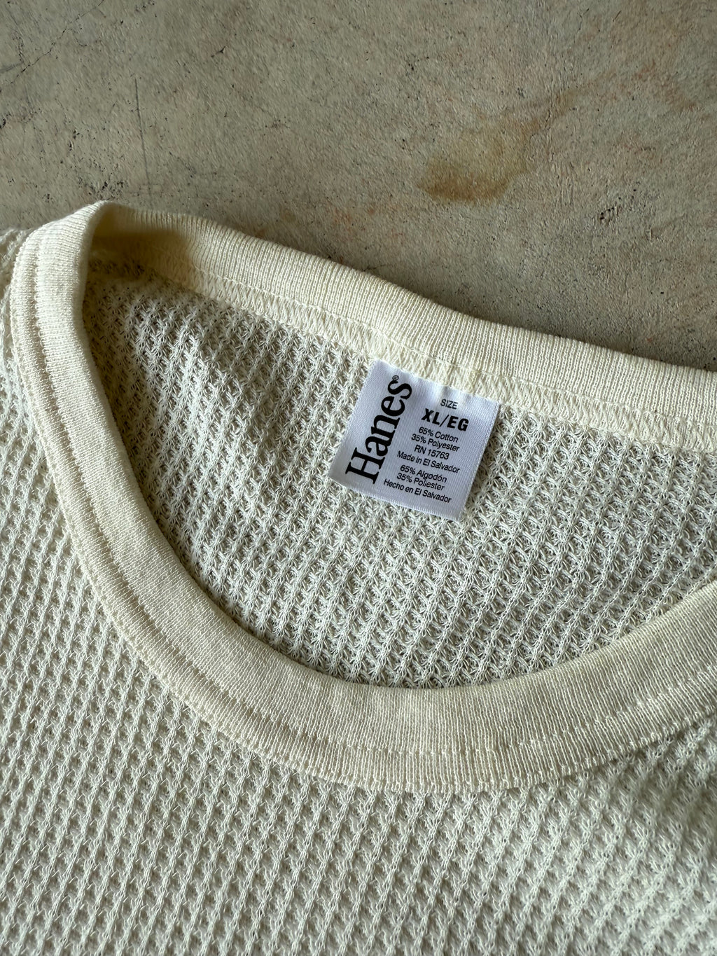 Vintage Hanes White Thermal Long Sleeve - XL